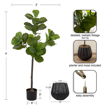 Faux Tree Black 4' 2