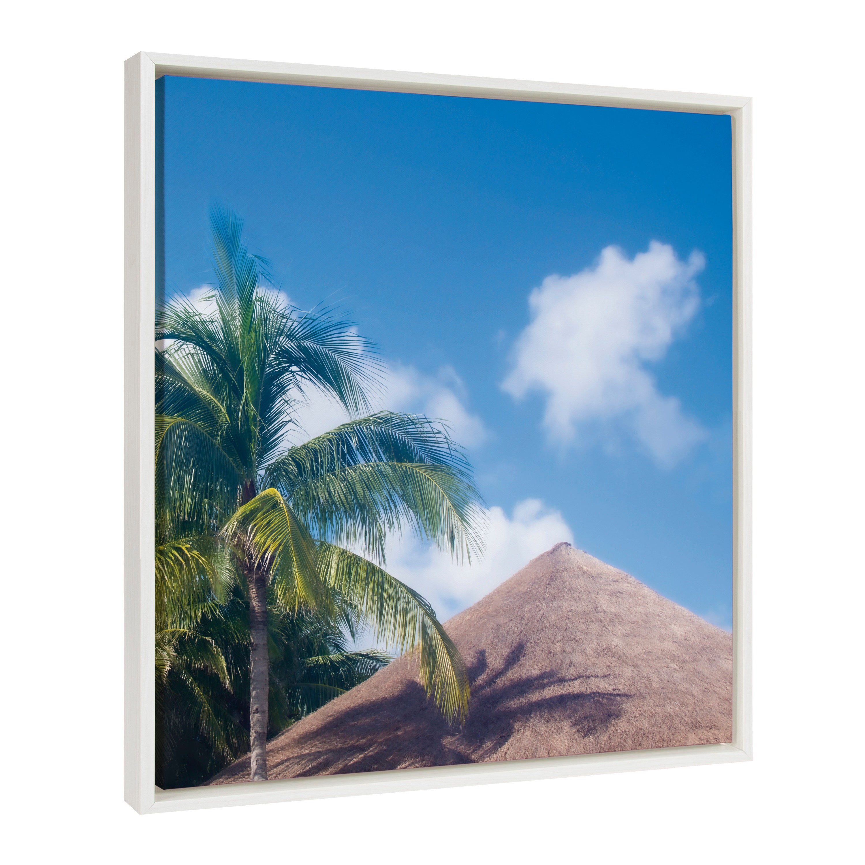 Sylvie Tropical Palm Trees and Tiki Hut Framed Canvas by Stephanie Klatt