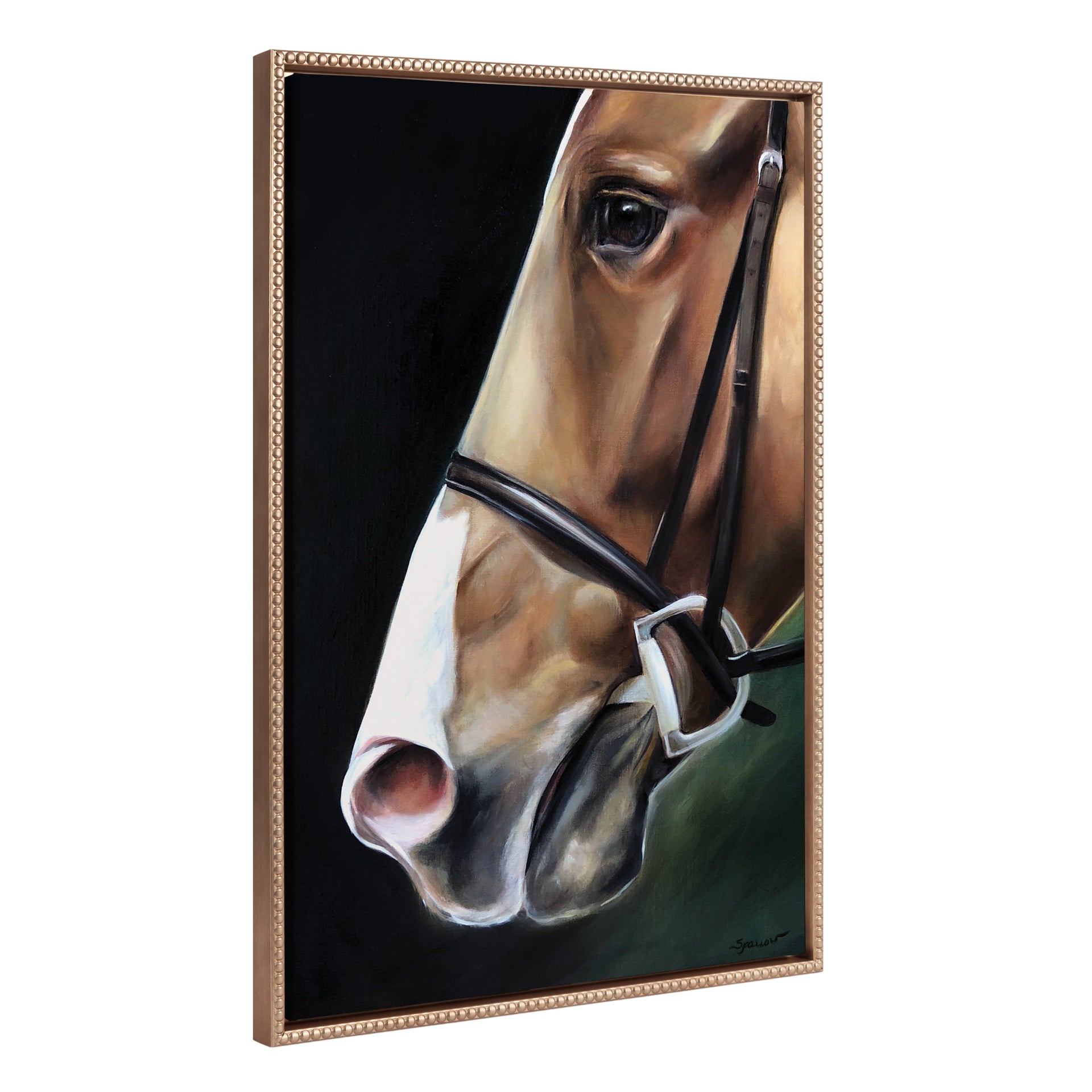 Kate and Laurel Sylvie Beaded Chestnut Horse Vintage Framed Canvas Wall Art  by Mary Sparrow, 23x33 Gold, Traditional Painterly Horse Portrait Art for  Wall – kateandlaurel, image size:3000x3000