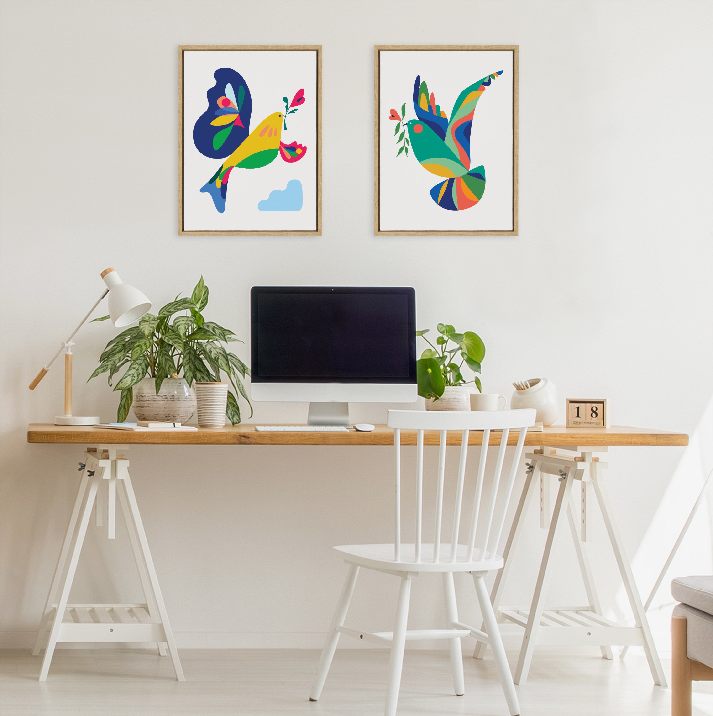 Sylvie Bird of Peace Framed Canvas by Rachel Lee of My Dream Wall