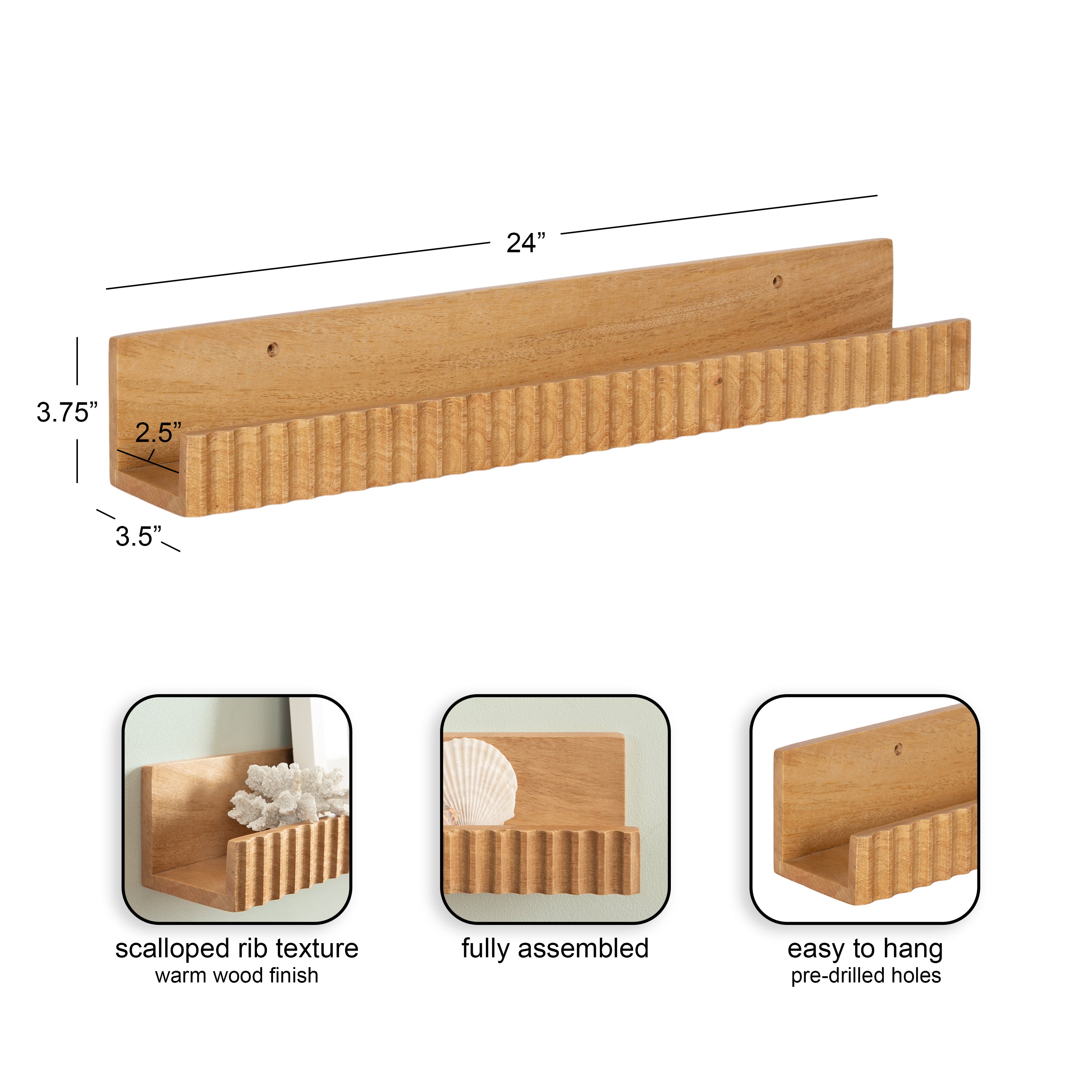Floating Shelf Natural Biscuit 2 Piece 24 Inch 2
