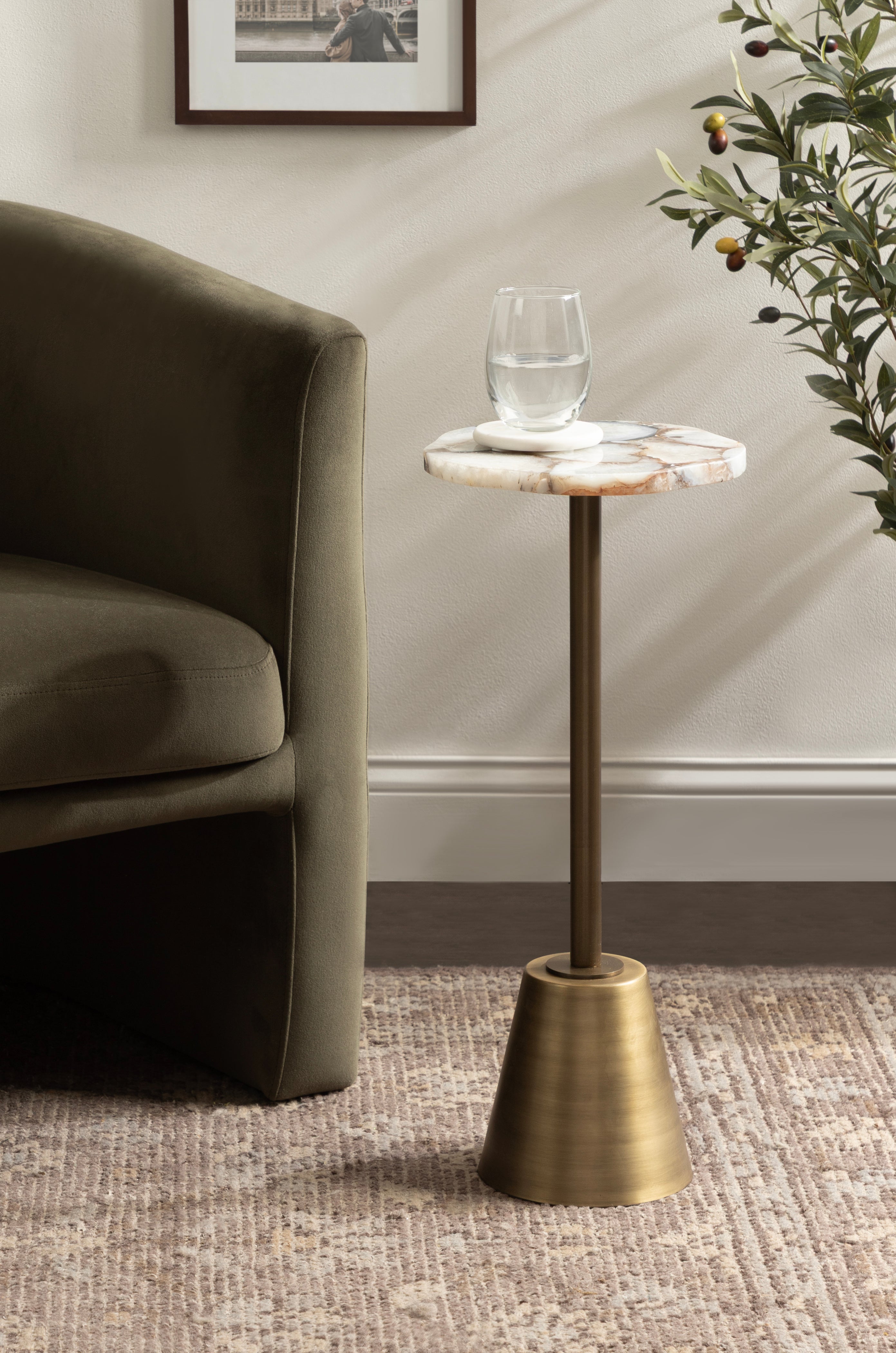 Tira Wavy Organic Stone and Metal Table