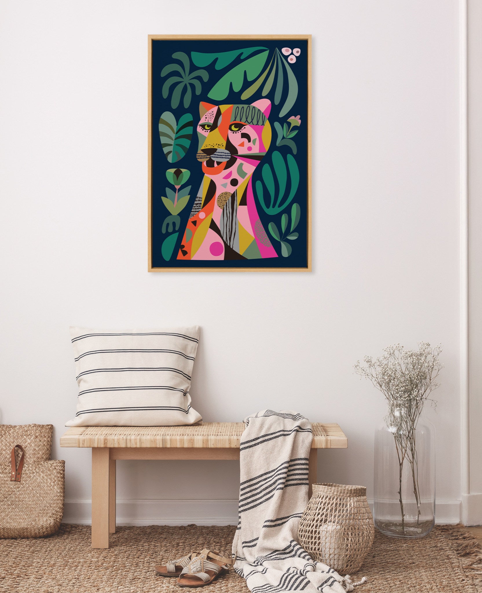 Sylvie Leopard Framed Canvas by Rachel Lee