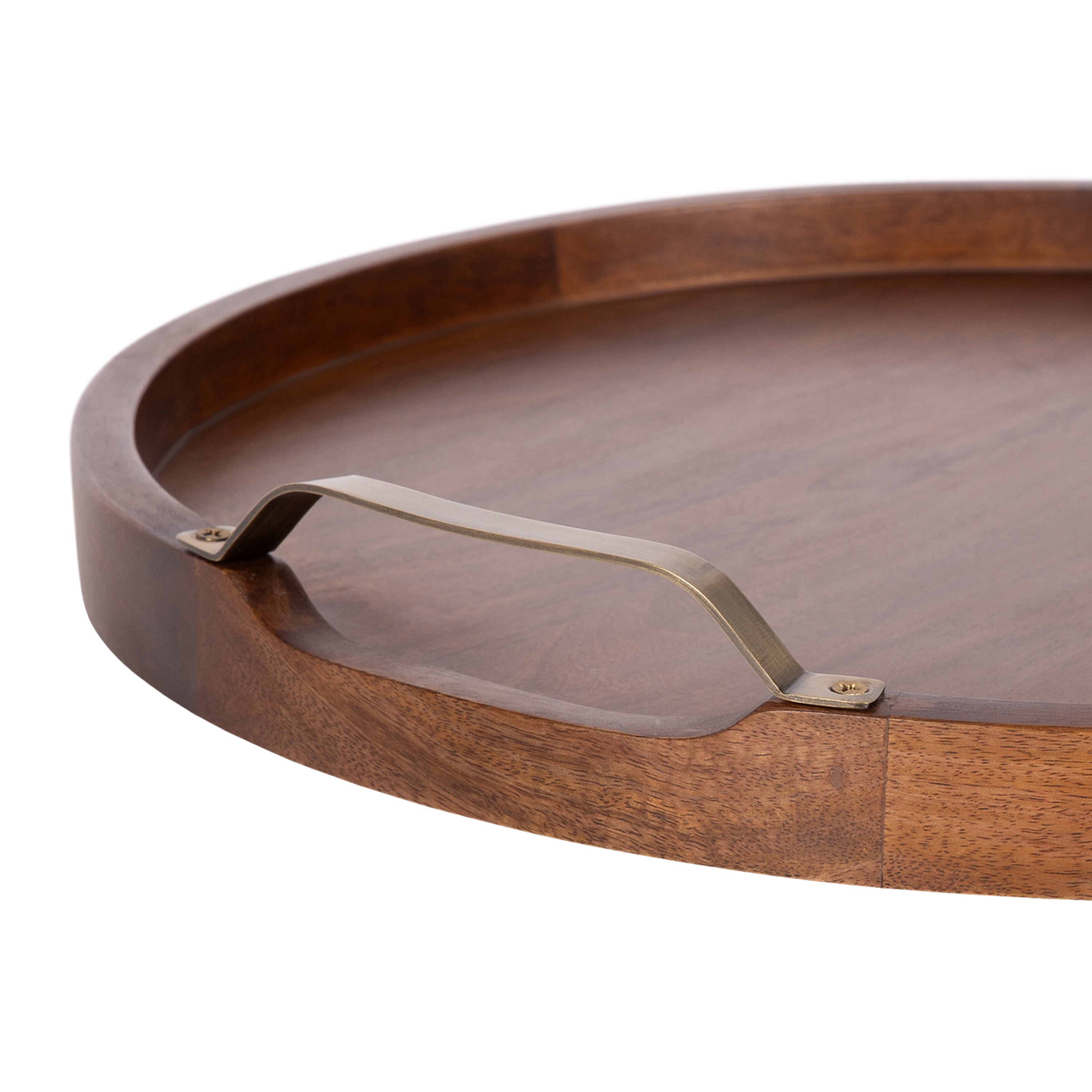 Single Tray 18" Diameter Walnut Brown Gold 3