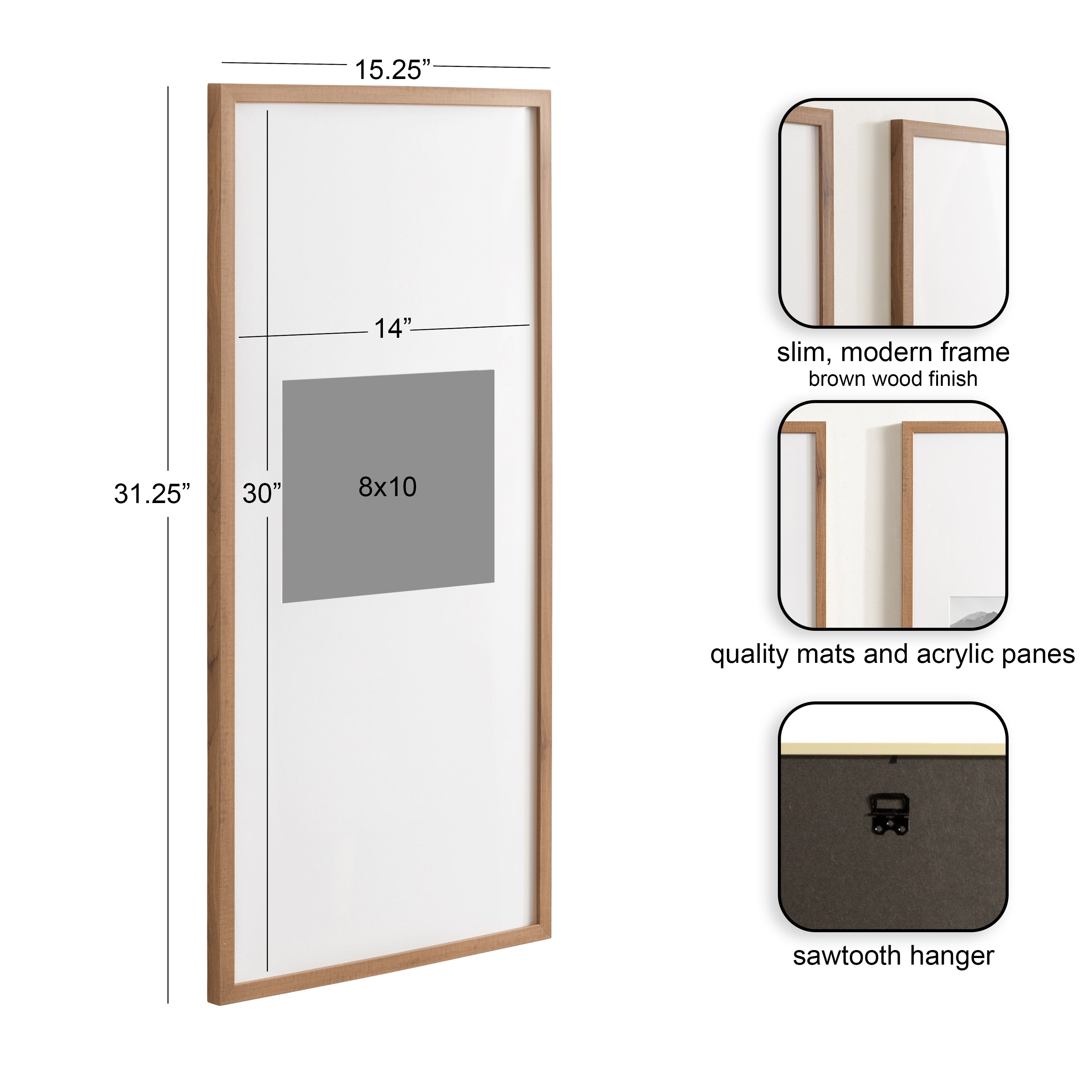 Wall Frame Brown 14x30 matted to 8x10 2