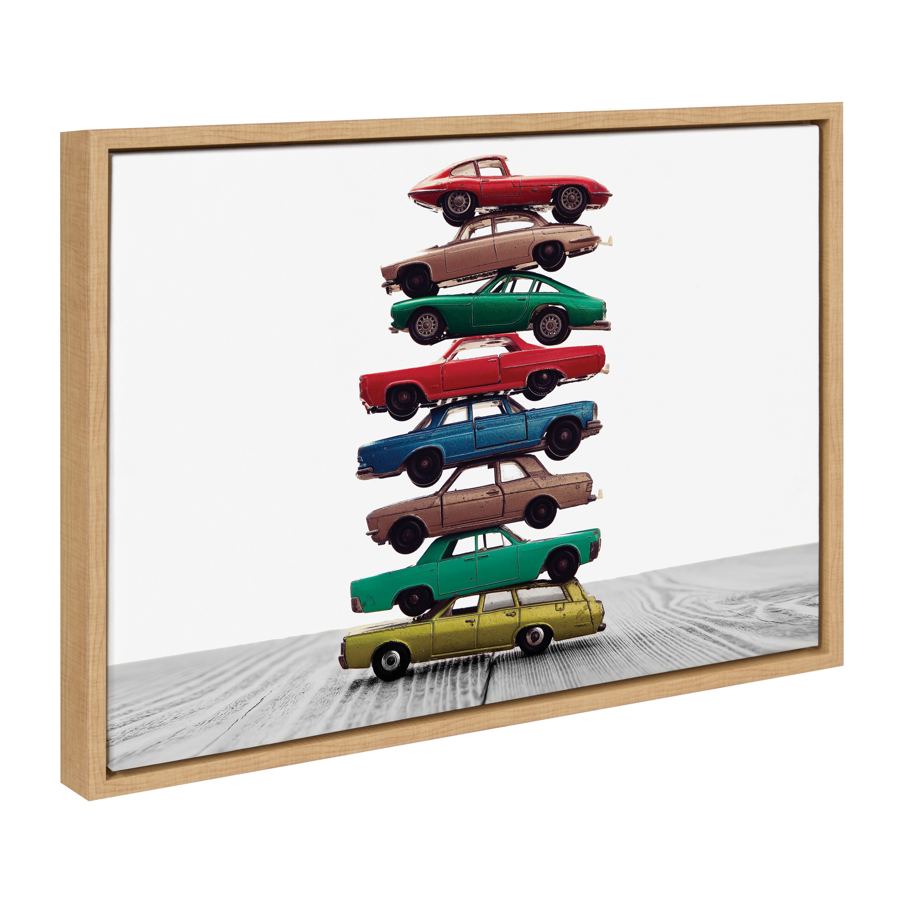 Sylvie Stacked Cars Framed Canvas by Saint and Sailor Studios