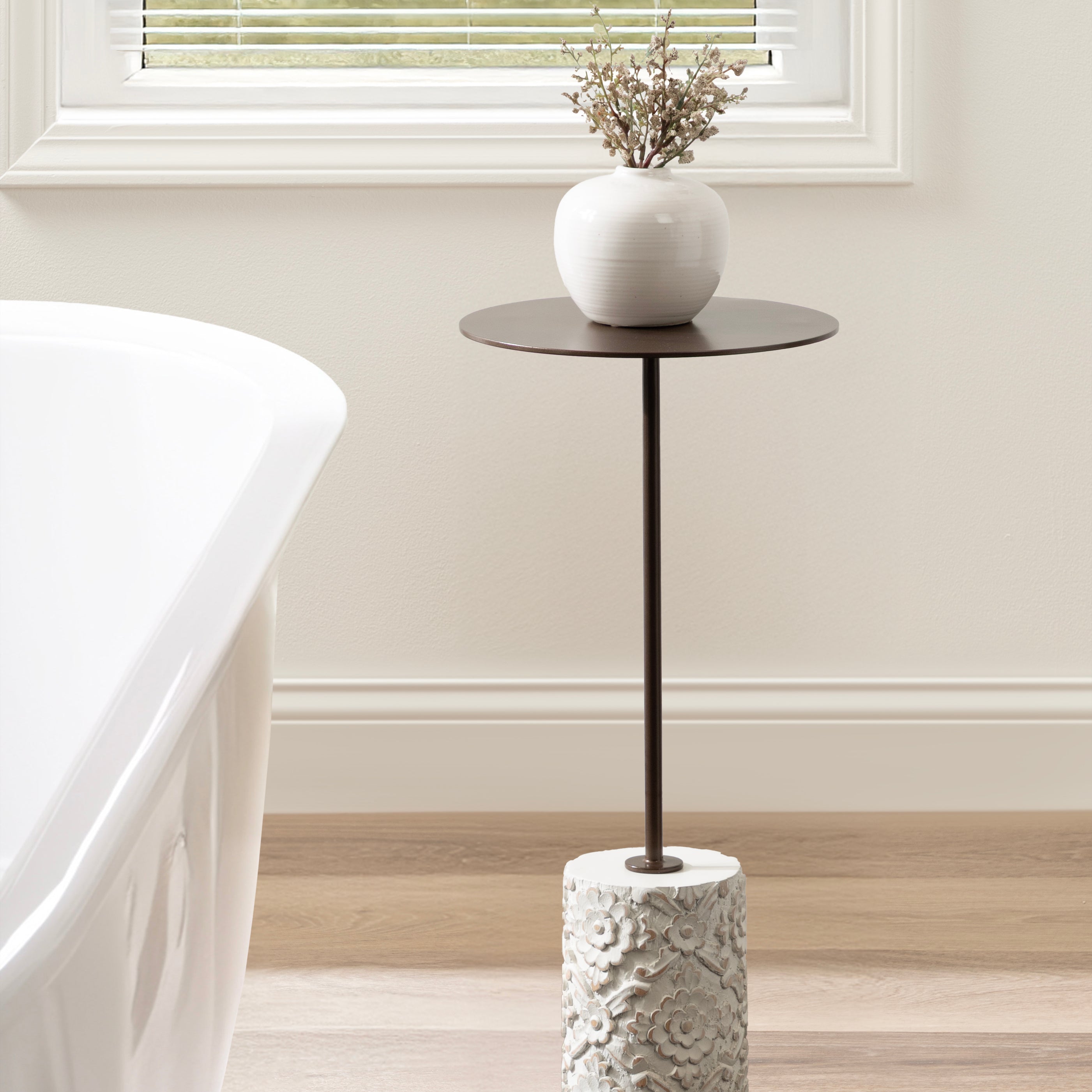 Drink Table 10x10x22 White Bronze 7