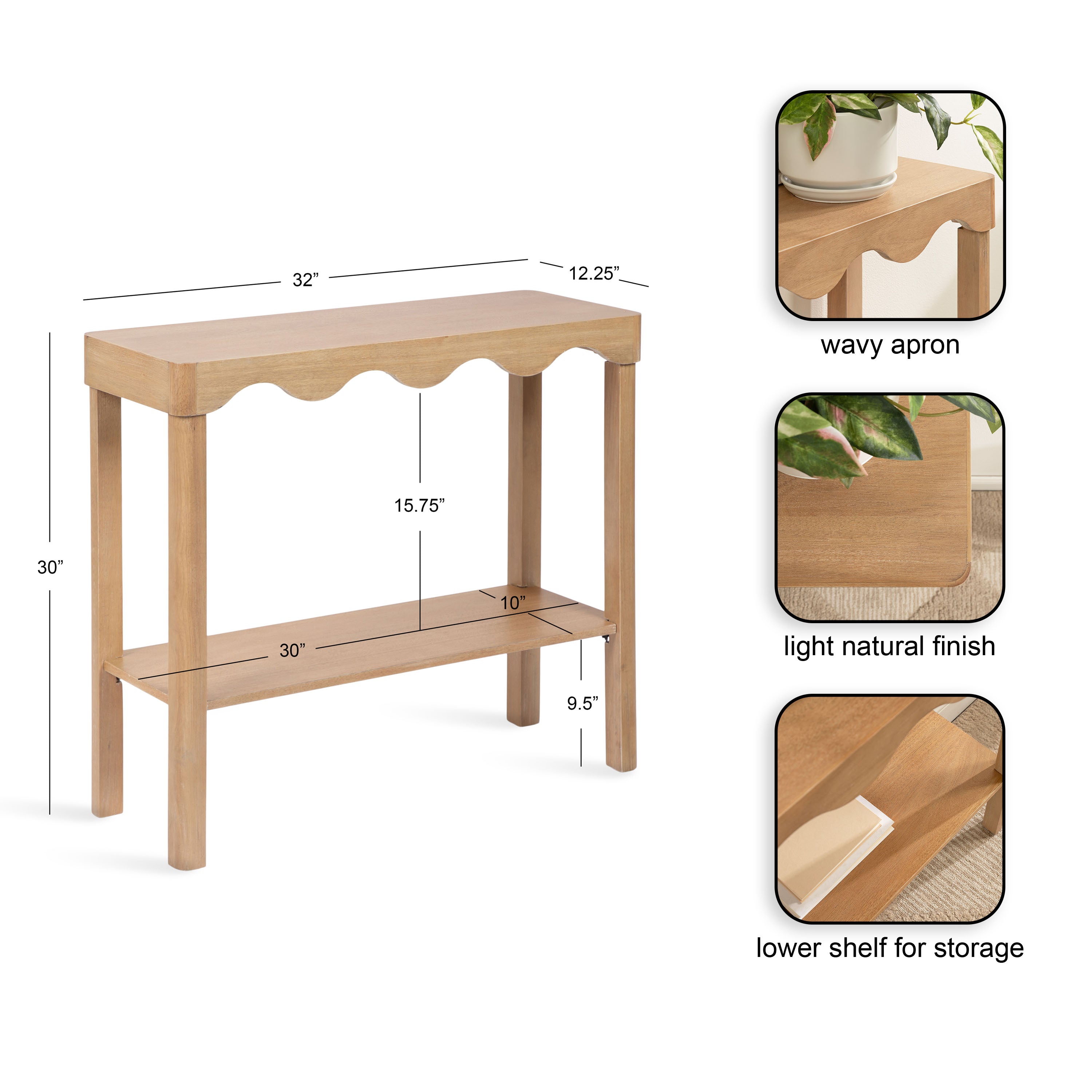 Console Table Natural Beige 32x12x31 2