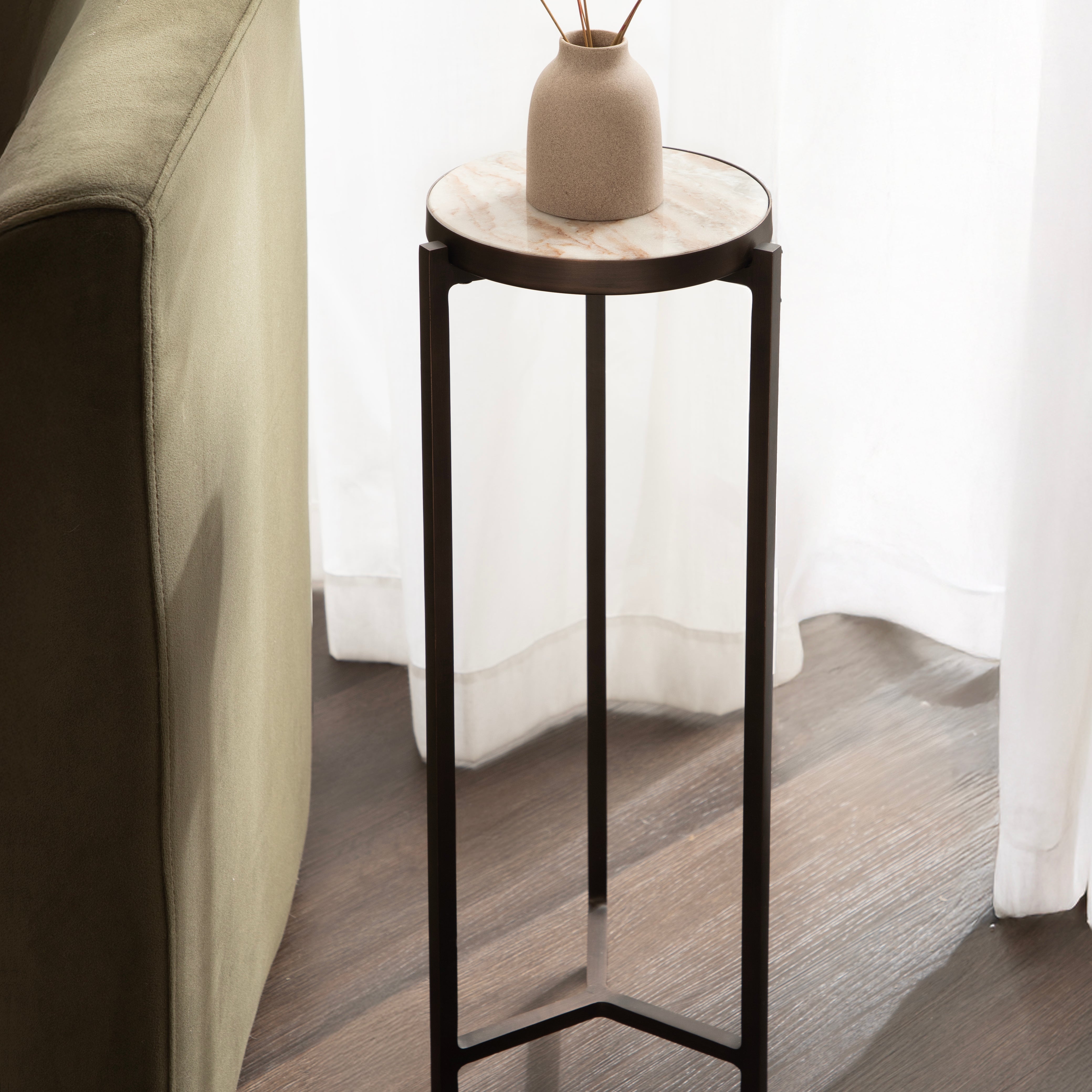 Drink Table Bronze Light Brown 9x9x23 7
