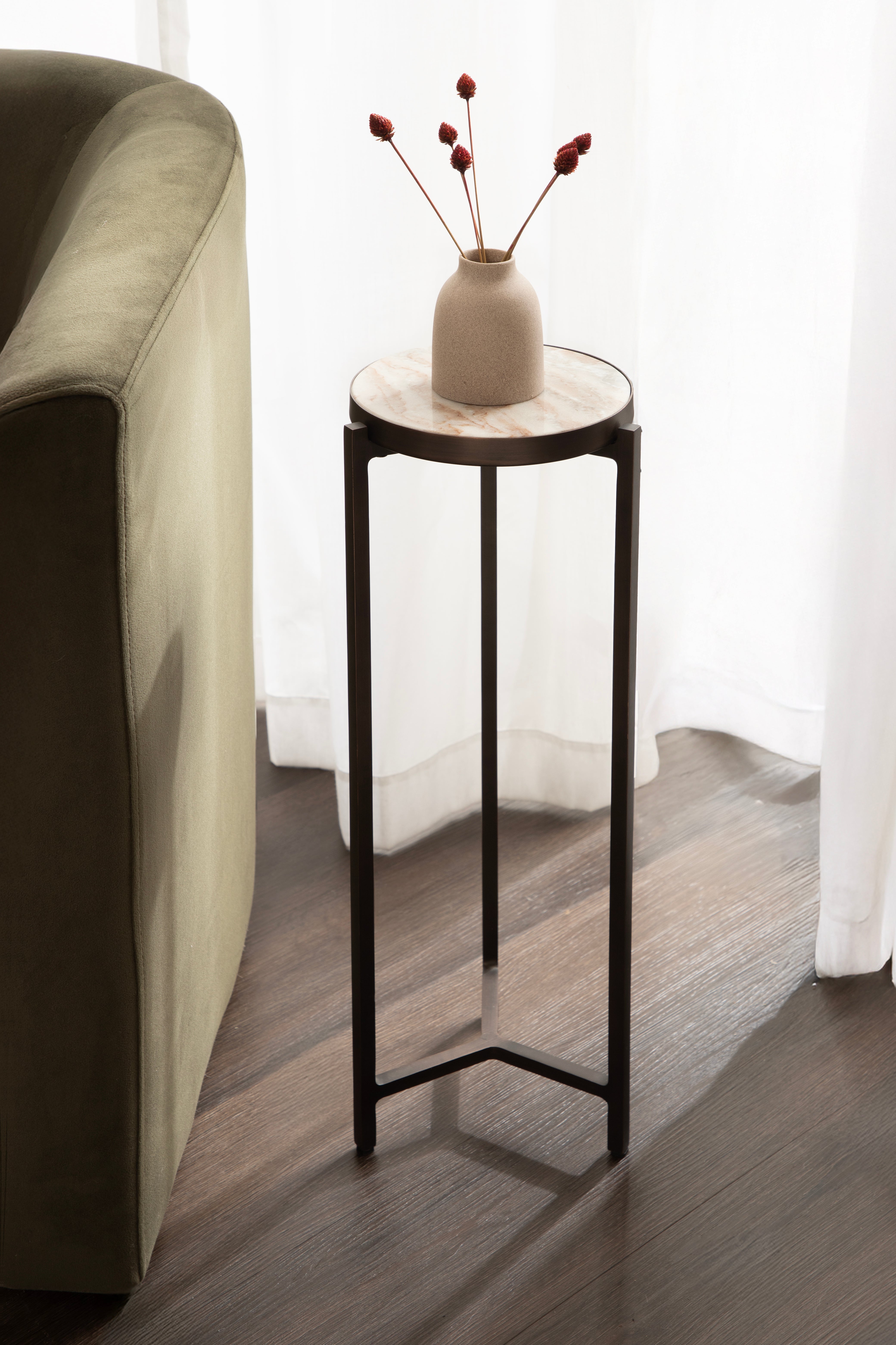 Drink Table Bronze Light Brown 9x9x23 7