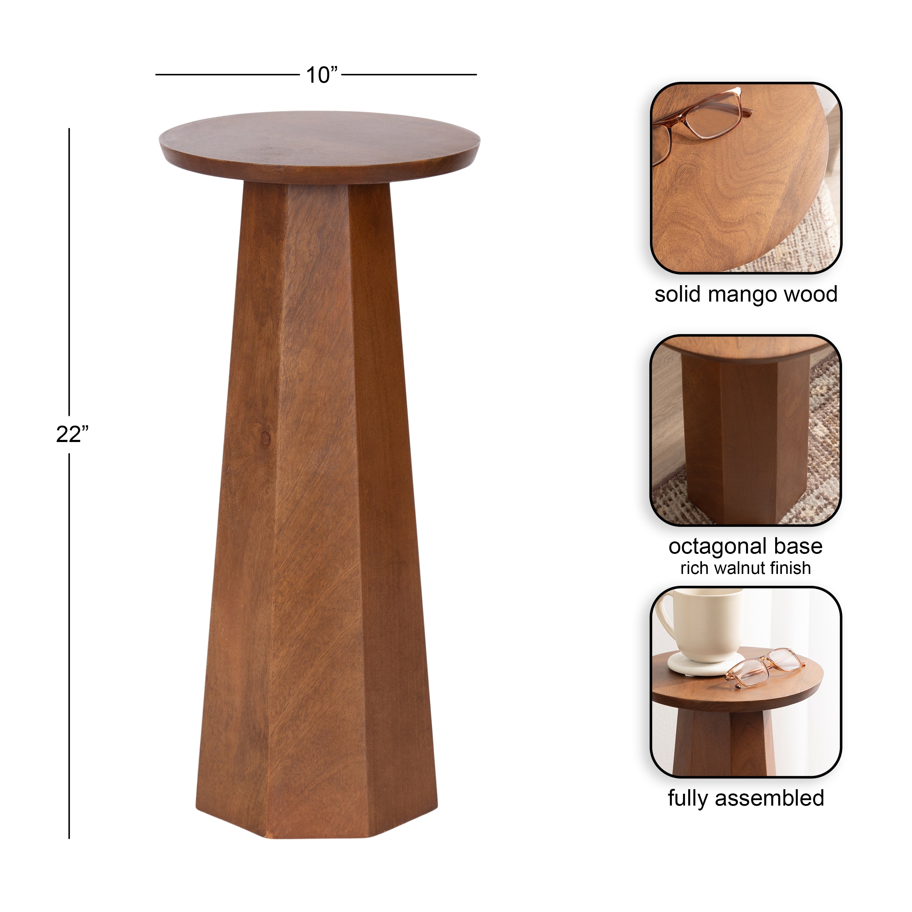 Drink Table Walnut Brown 10x10x22 2
