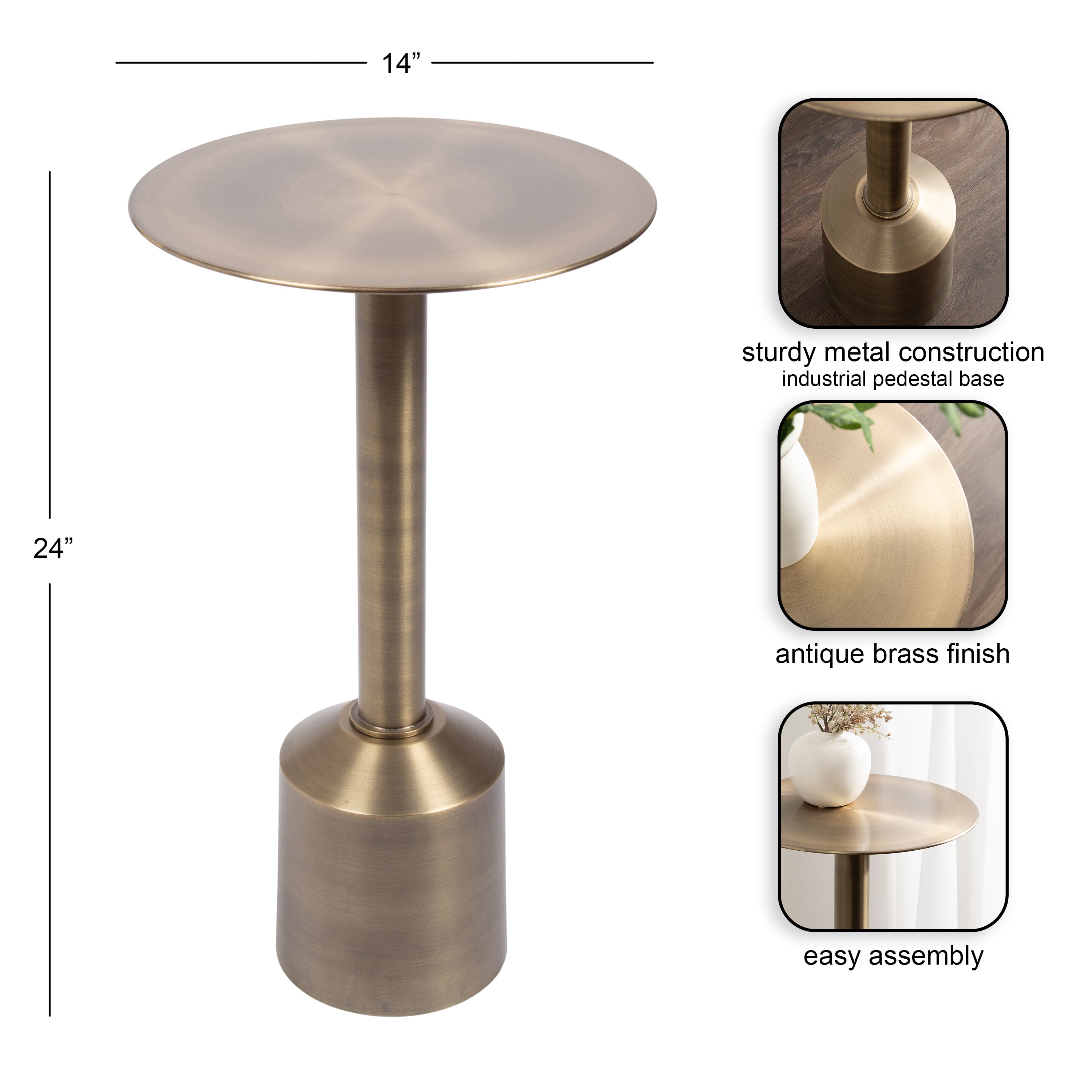 Side Table Gold 14x14x24 2