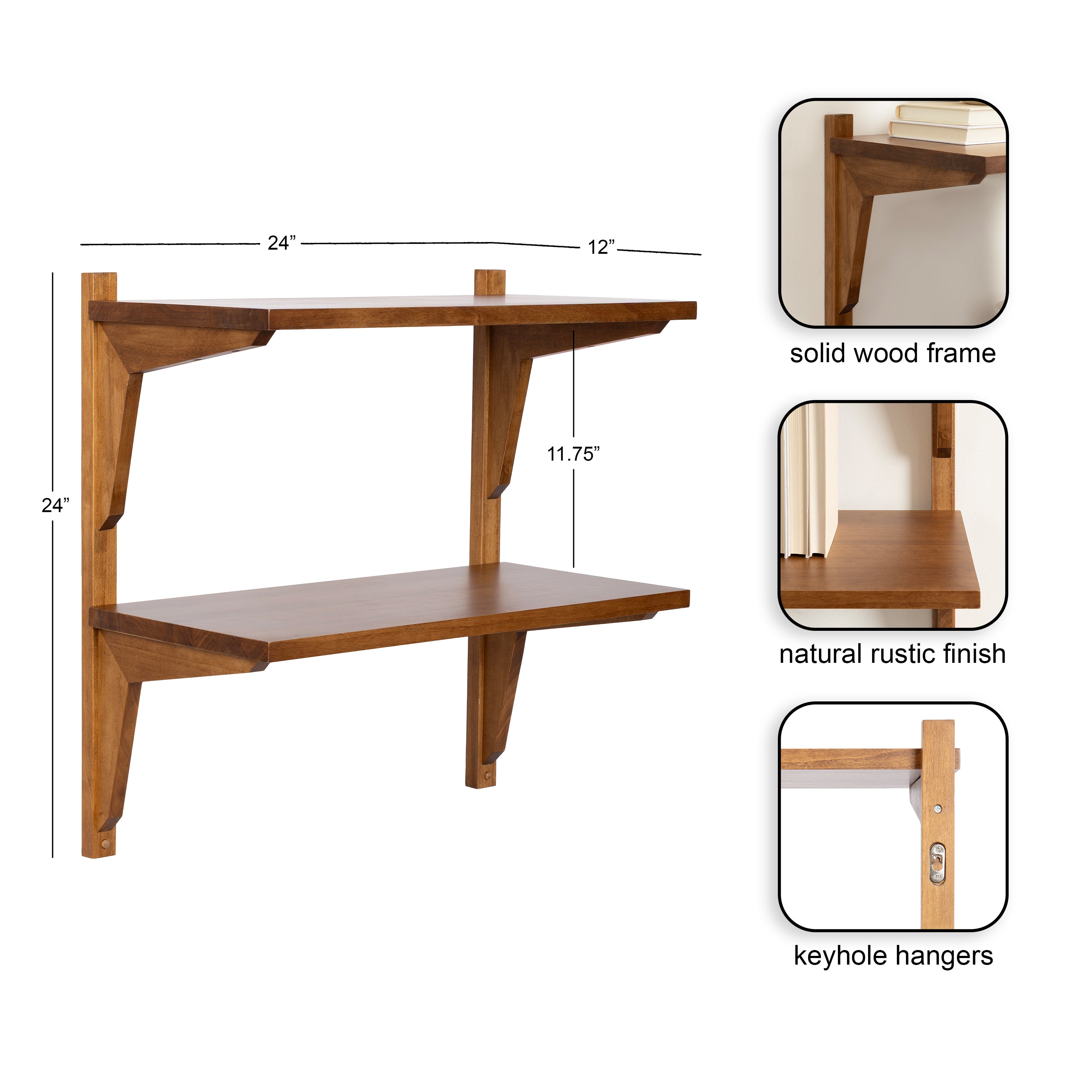 Accent Shelf Rustic Brown 24x12x24 2