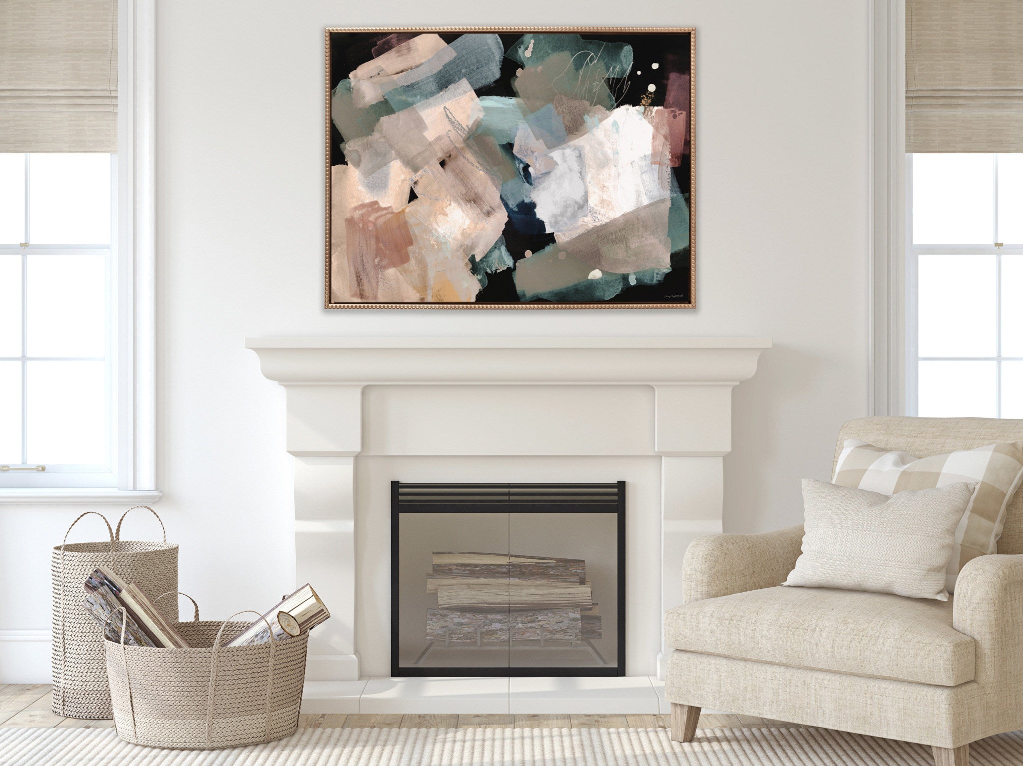 Sylvie Beaded Nebula Abstract Framed Canvas by Amy Lighthall