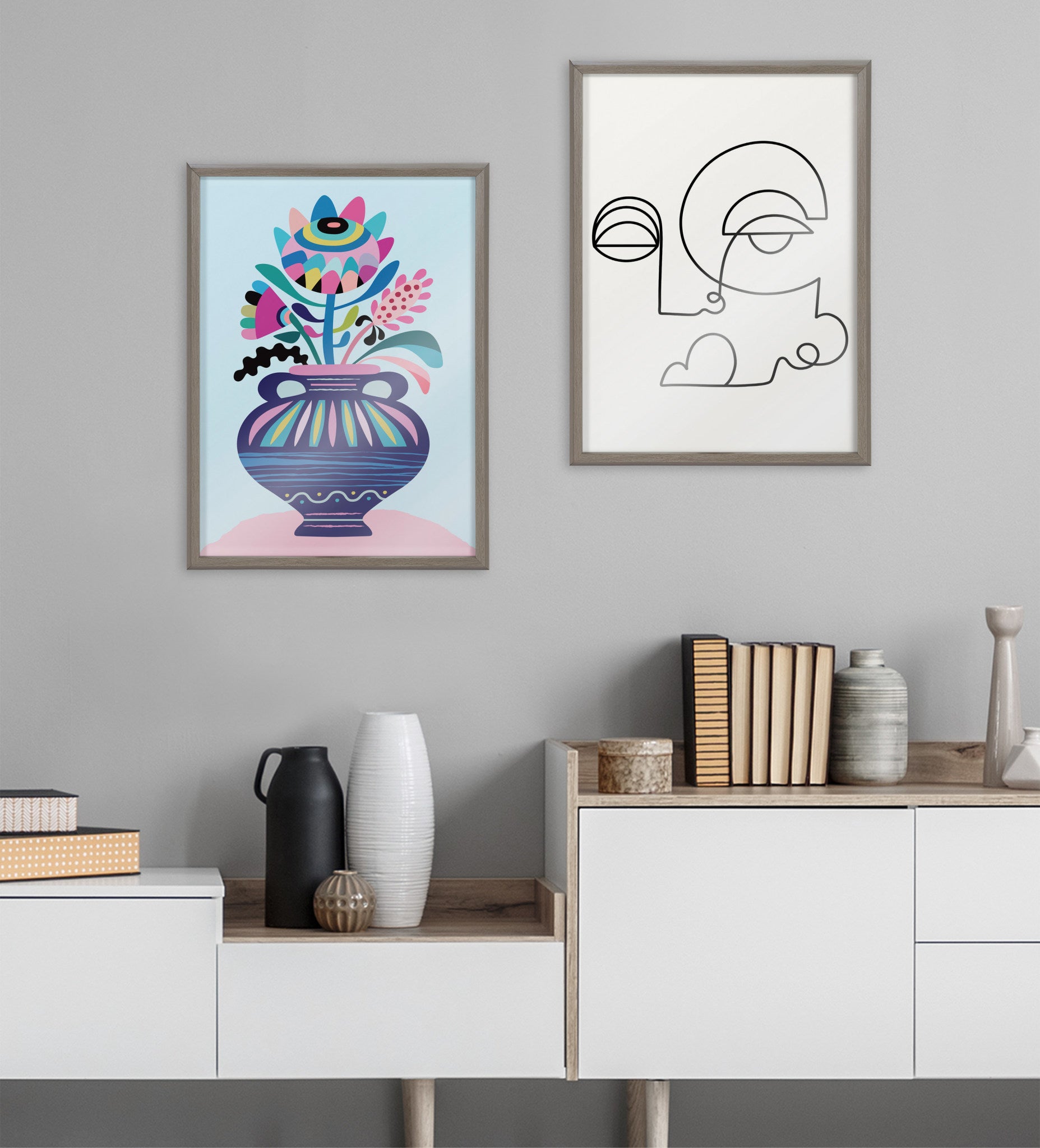 Blake Mid Century Modern Whimsical Floral Framed Printed Art by Rachel Lee of My Dream Wall
