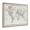 Sylvie Beaded Vintage Black and White World Map Framed Canvas by The Creative Bunch Studio