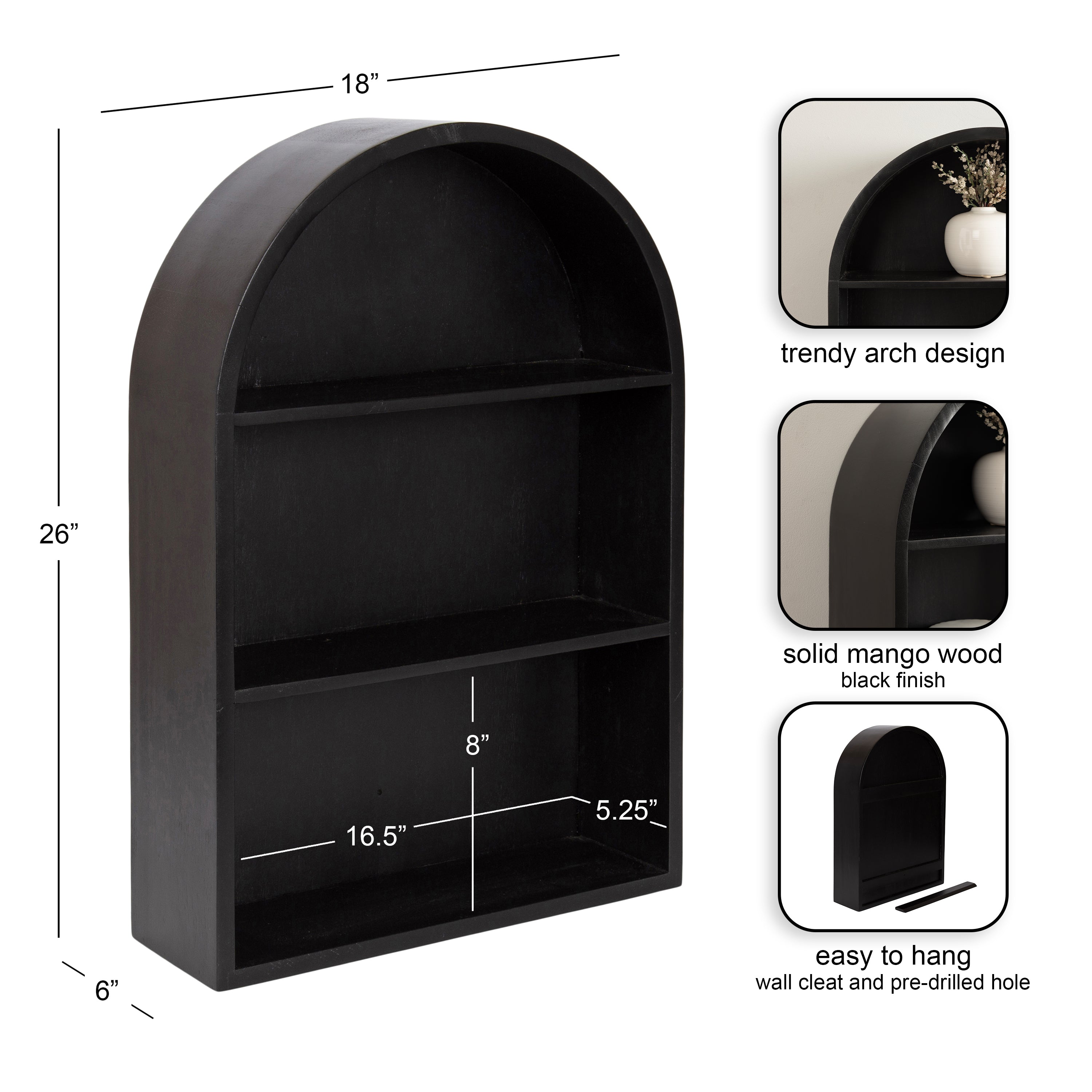 Accent Shelf Black 18x6x26 2