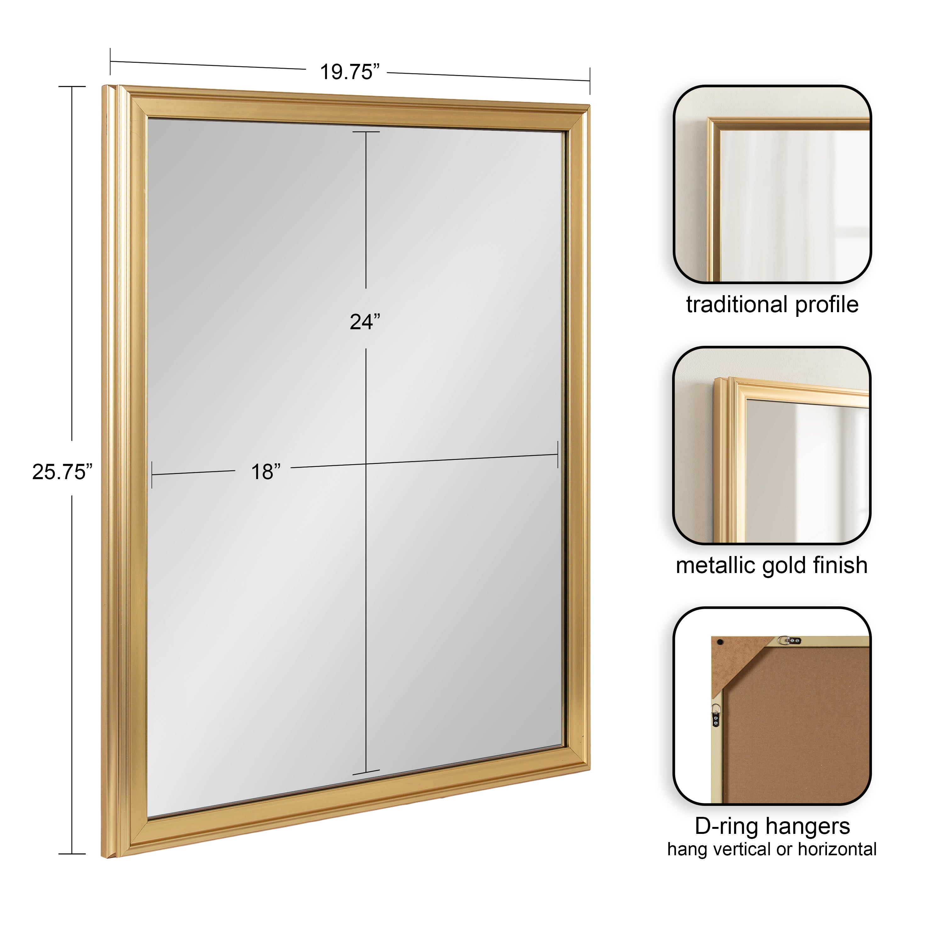Rectangle Mirror Gold 20x26 2