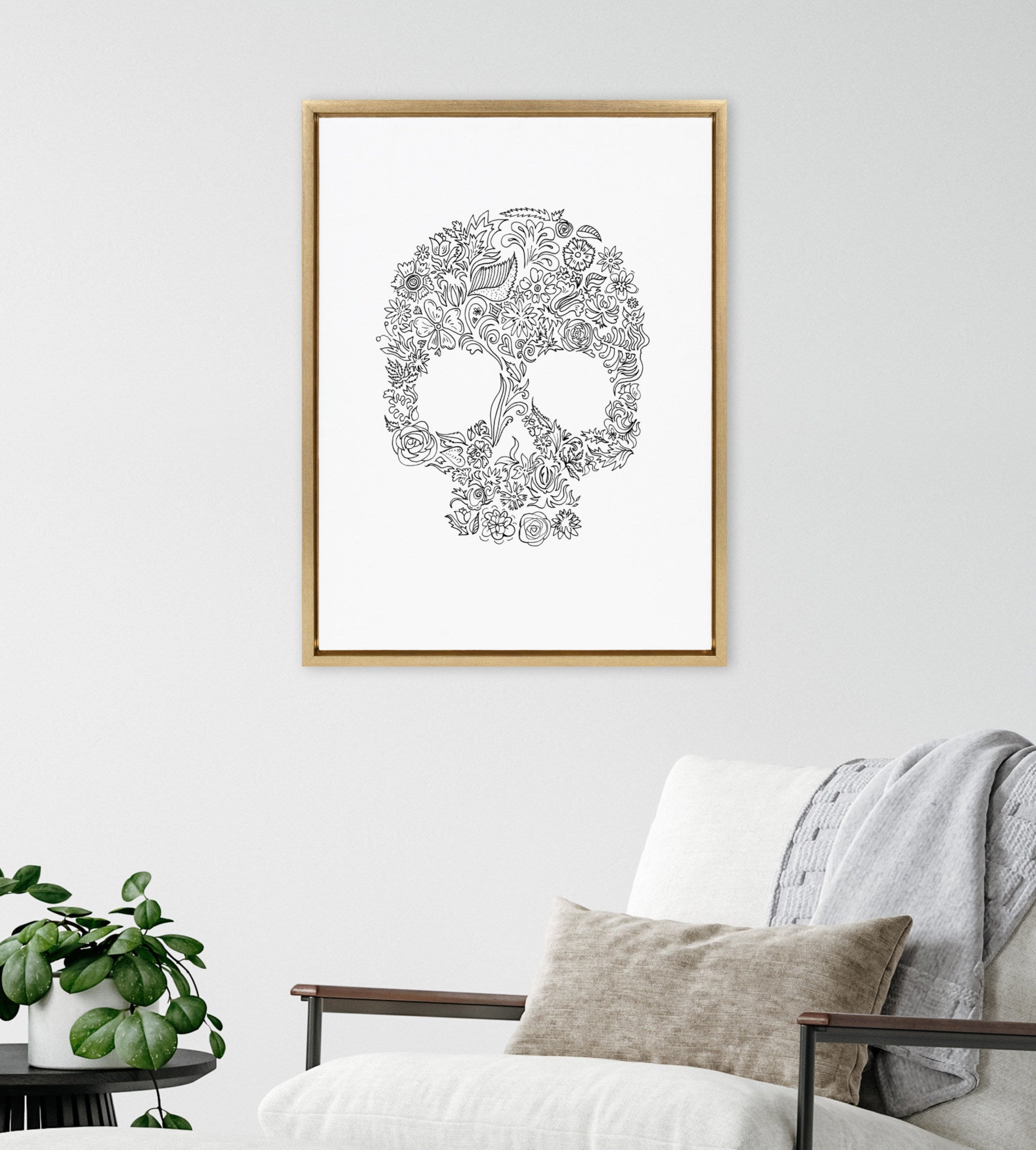 Sylvie Skull Print Framed Canvas by Viola Kreczmer
