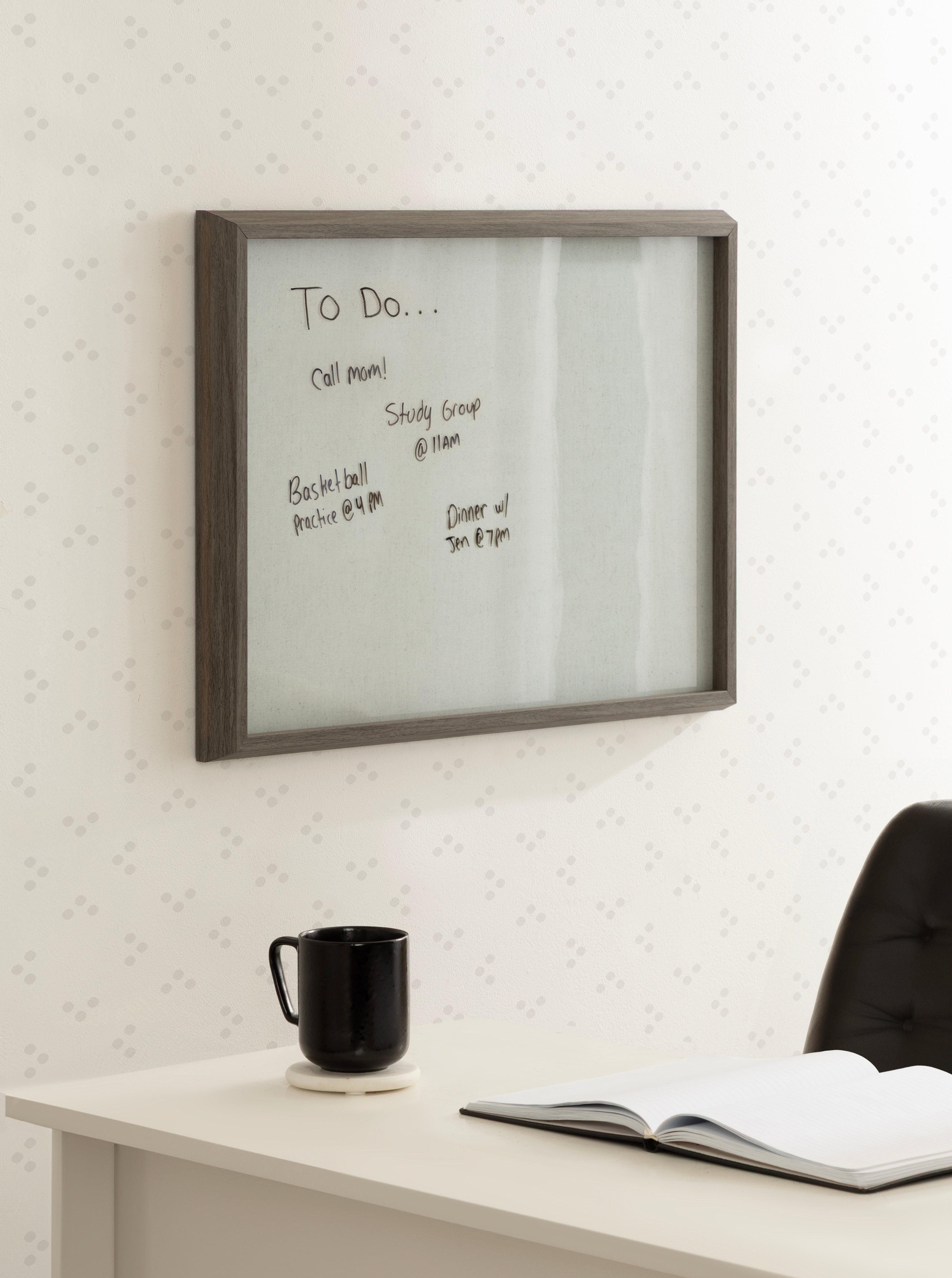 Natural Linen Cloud Dancer White by The Creative Bunch Studio Framed Glass Dry Erase Wall Art White Board