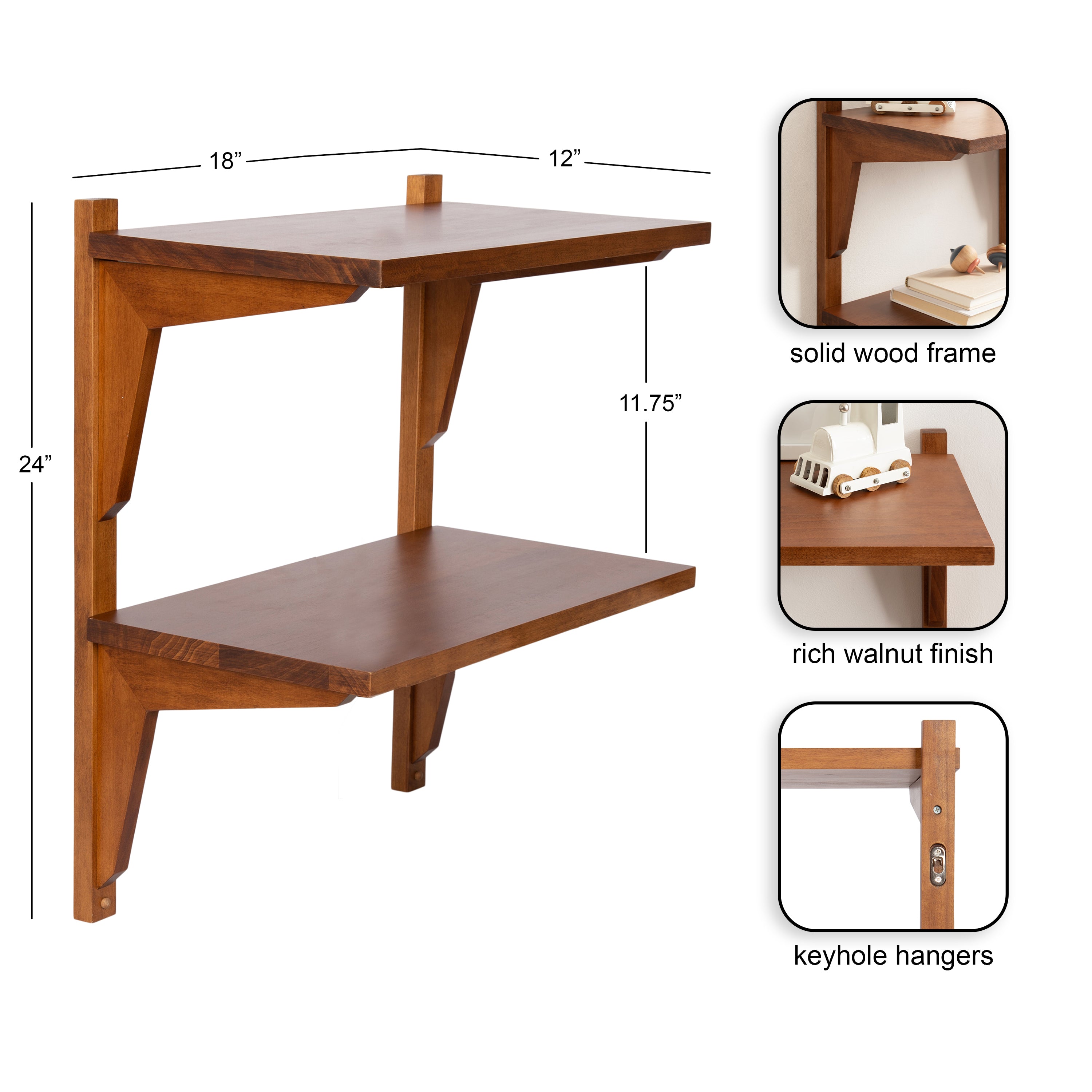 Accent Shelf Walnut Brown 18x12x24 2
