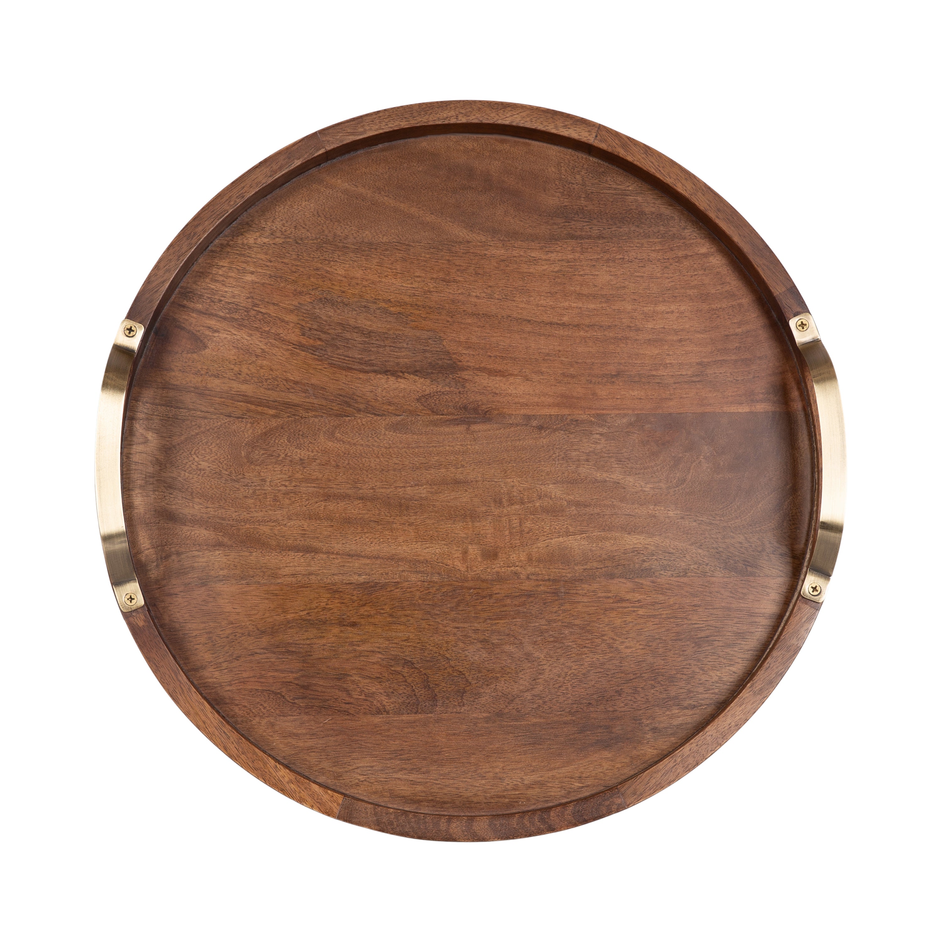Single Tray 18" Diameter Walnut Brown Gold 4