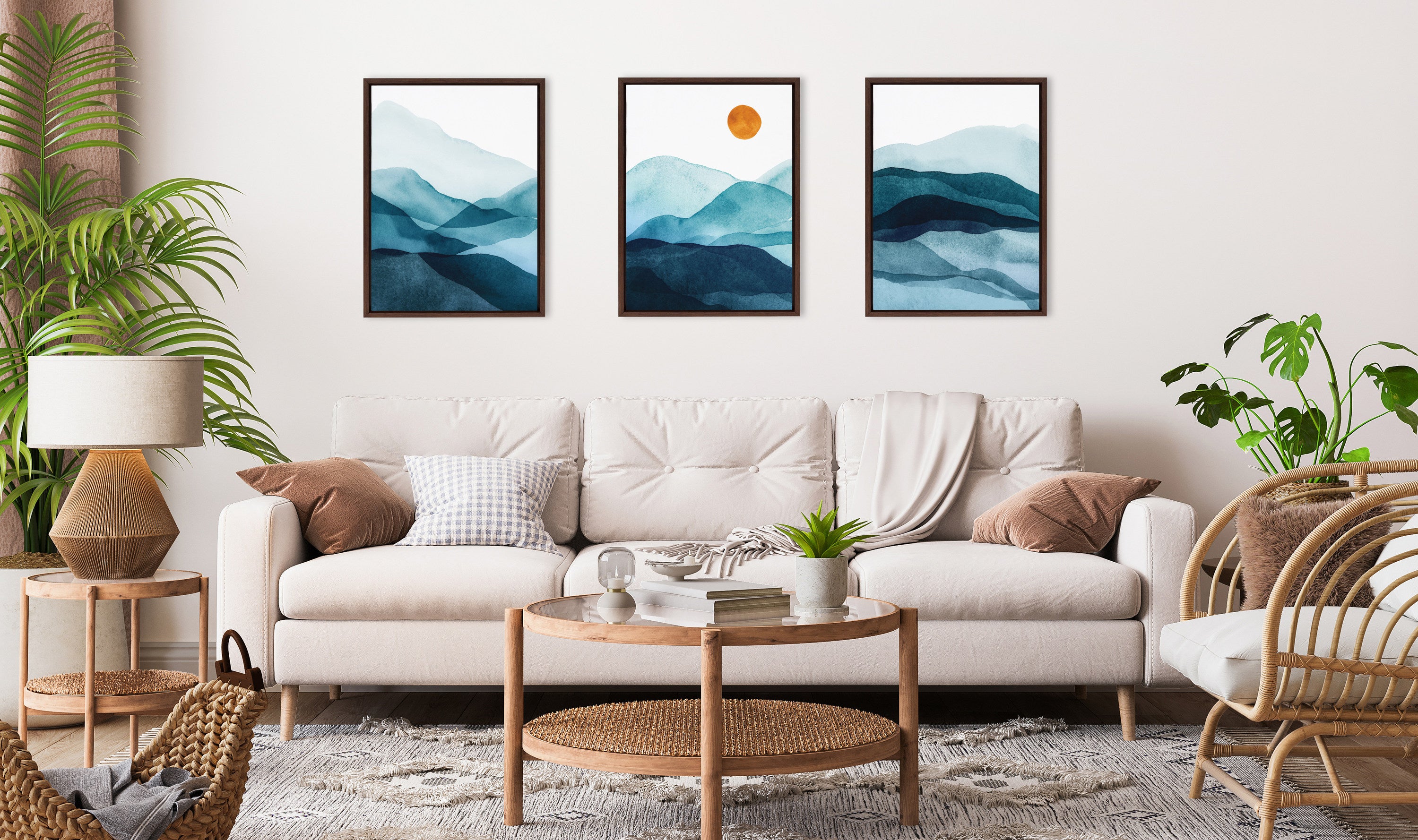 Sylvie Blue Mountain Range Framed Canvas Set by Amy Lighthall