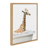 Sylvie Bathroom Bubble Bath Giraffe Framed Canvas by The Creative Bunch Studio