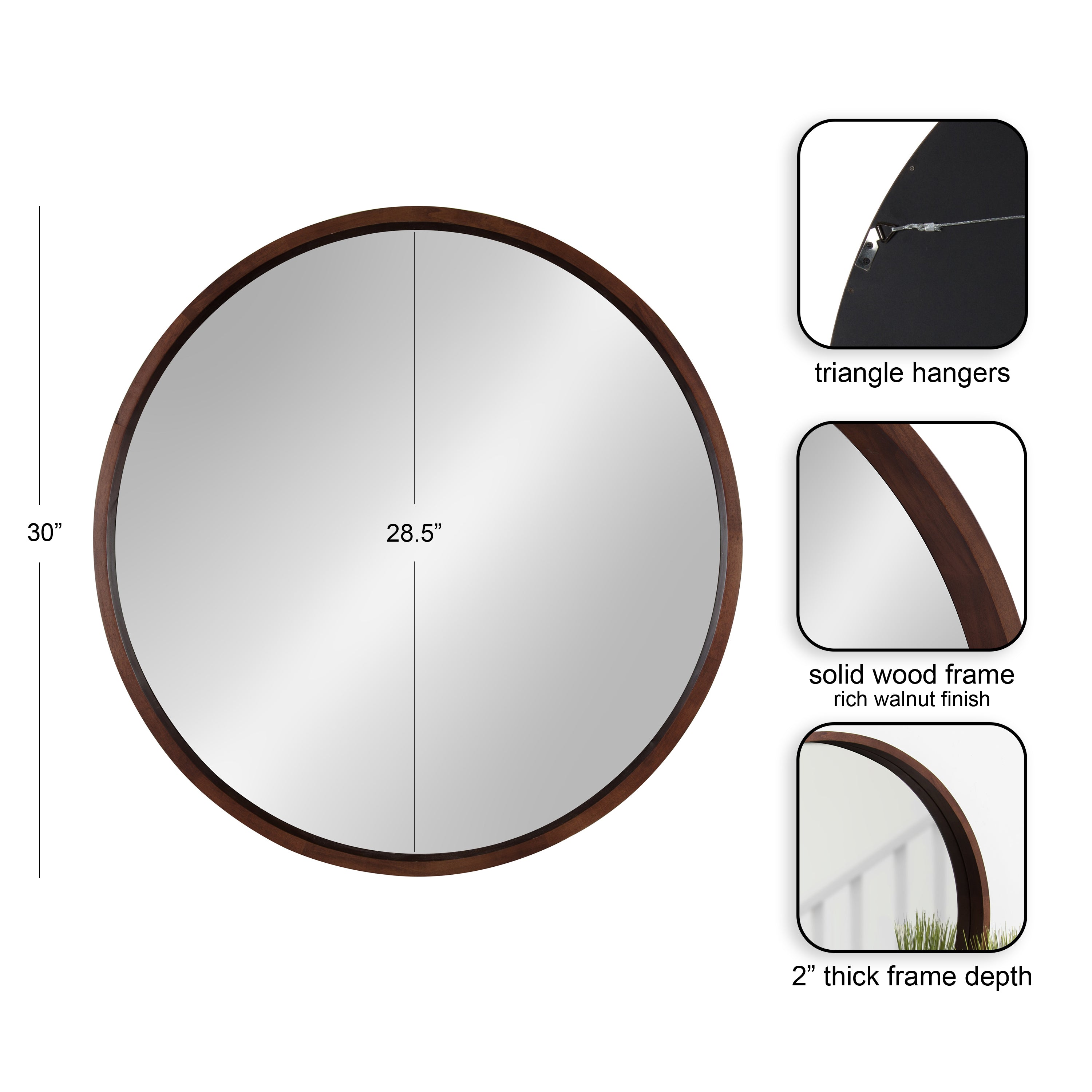 Round Mirror Dark Brown 30" Diameter 2
