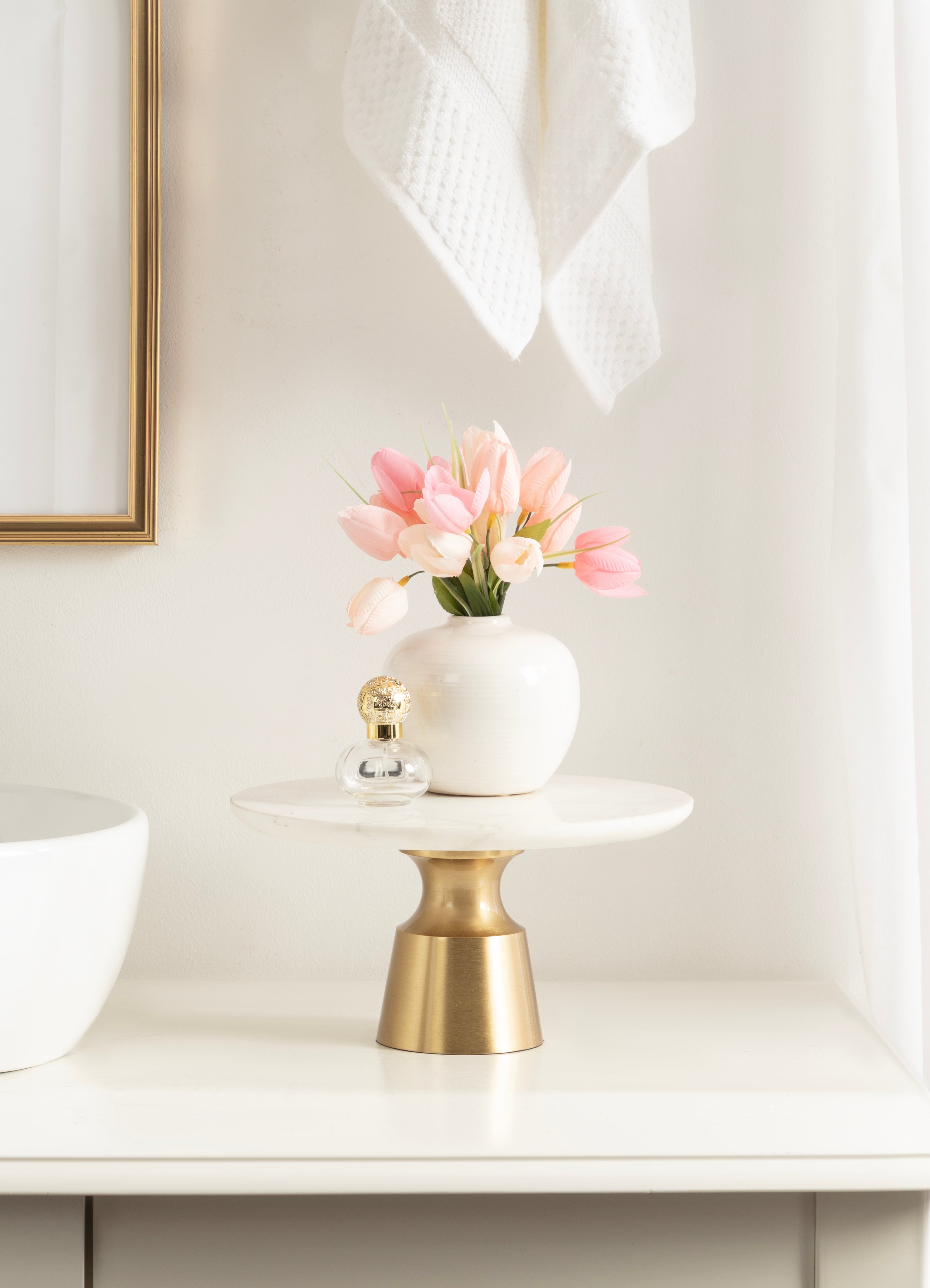 Serving Tray Cake Stand White Gold 11x11x6 7