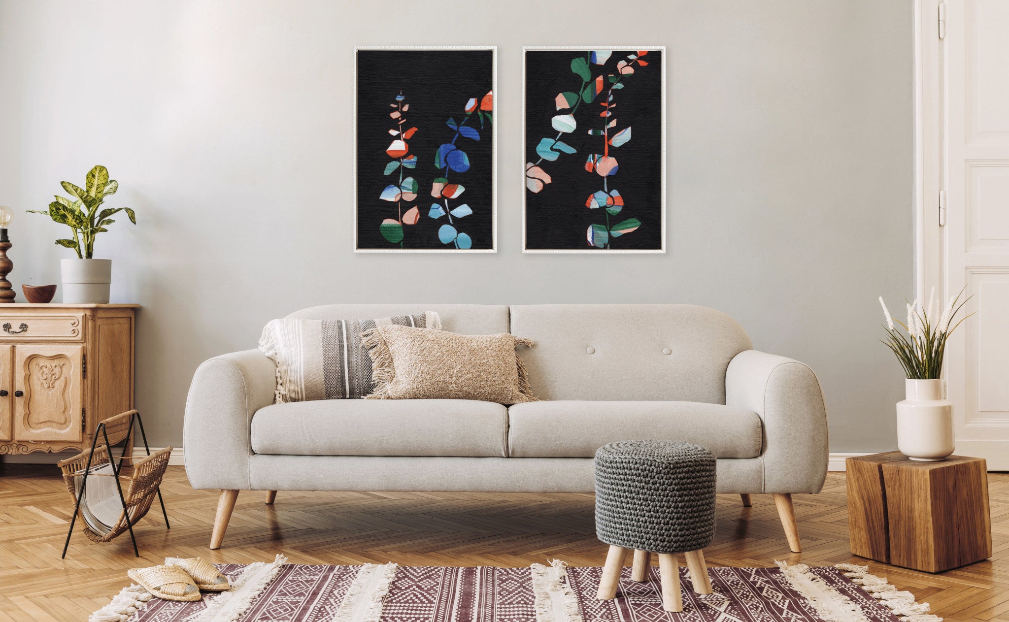 Sylvie Beaded Jade I and II Framed Canvas Art Set by Nikita Jariwala