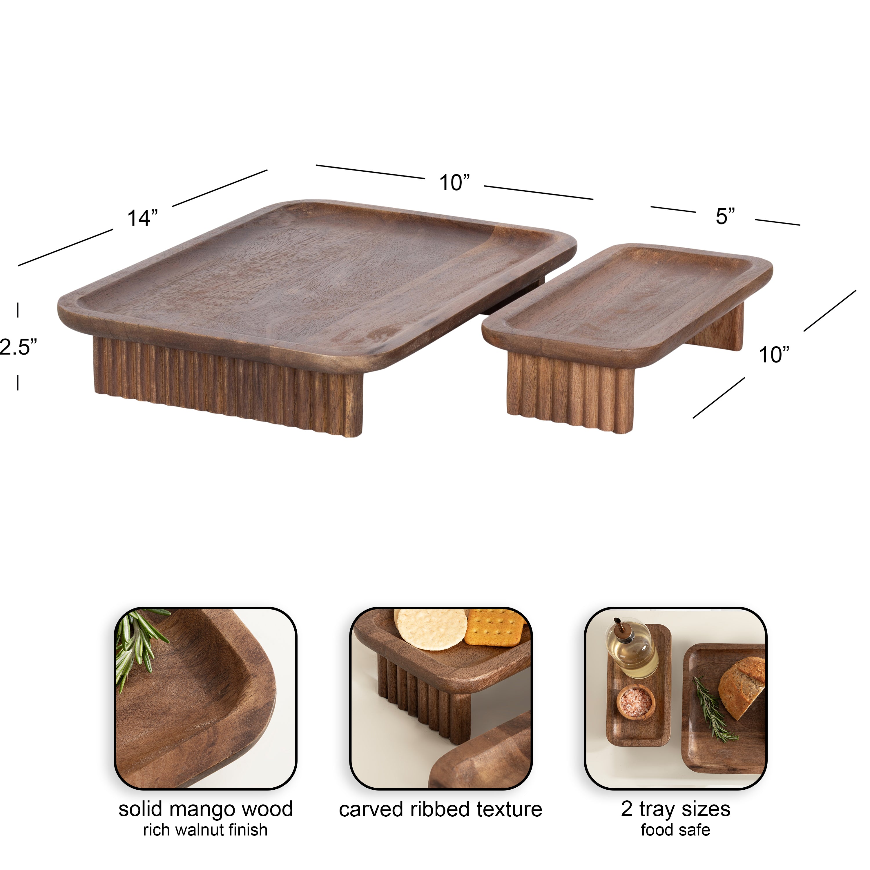 Risecroft Ribbed Tray Set