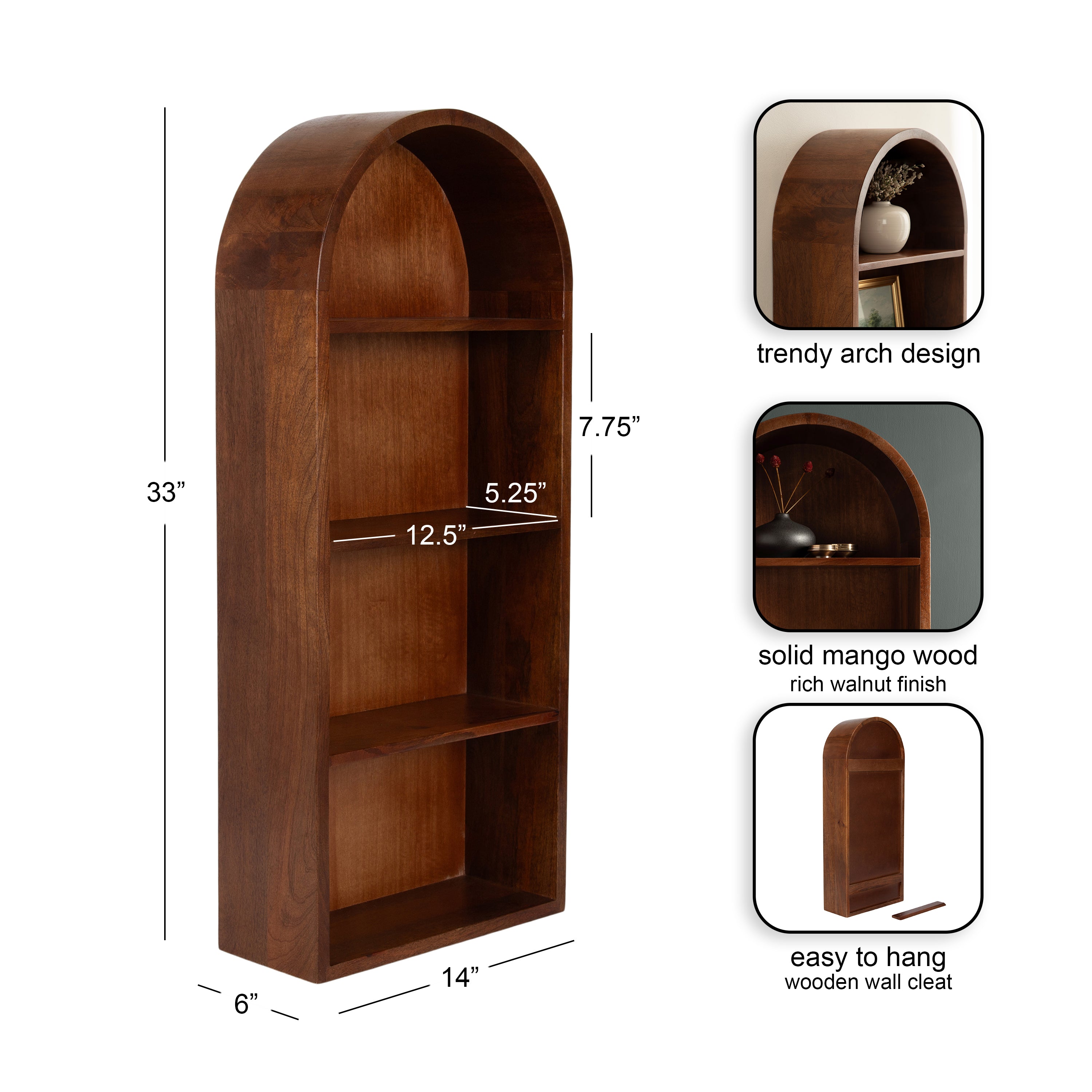 Accent Shelf 14x6x33 Walnut Brown 2