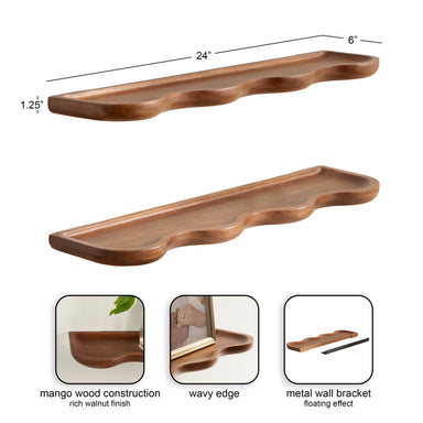 Floating Shelf Walnut Brown 2 piece 2