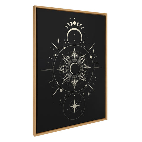 Sylvie Mystical Moon Stars Boho Night Sky Tarot Astrology Vibe Framed Canvas by Lyubov Ovsyannikova