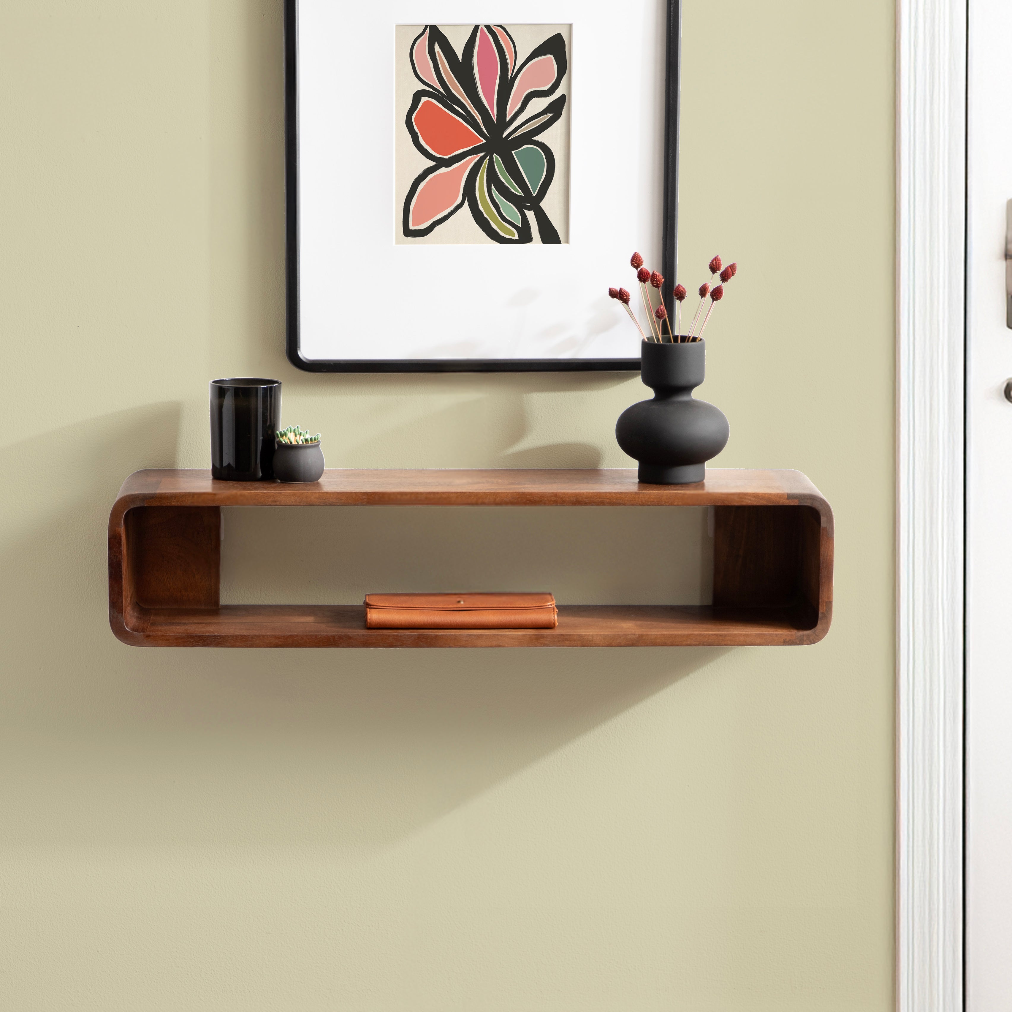 Floating Console Table 30x7x7 Walnut Brown 7