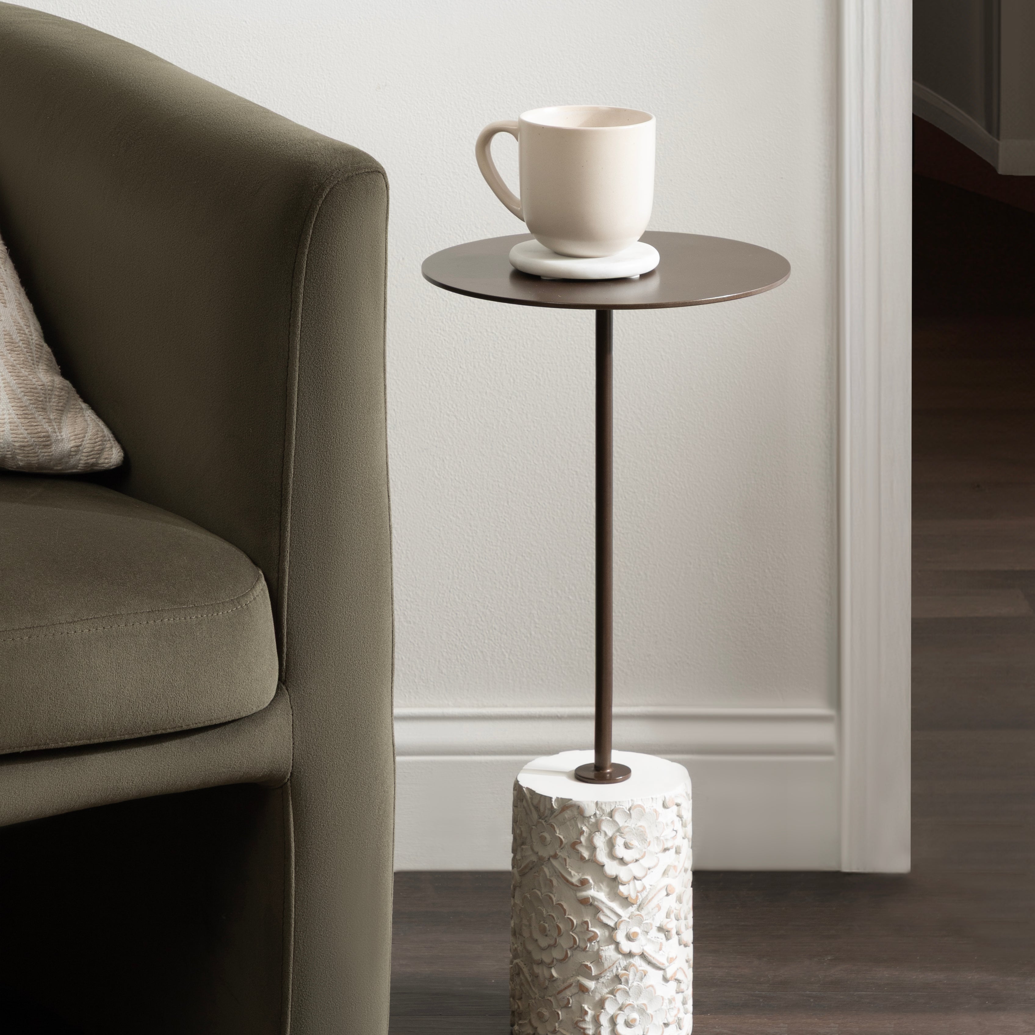 Drink Table 10x10x22 White Bronze 6