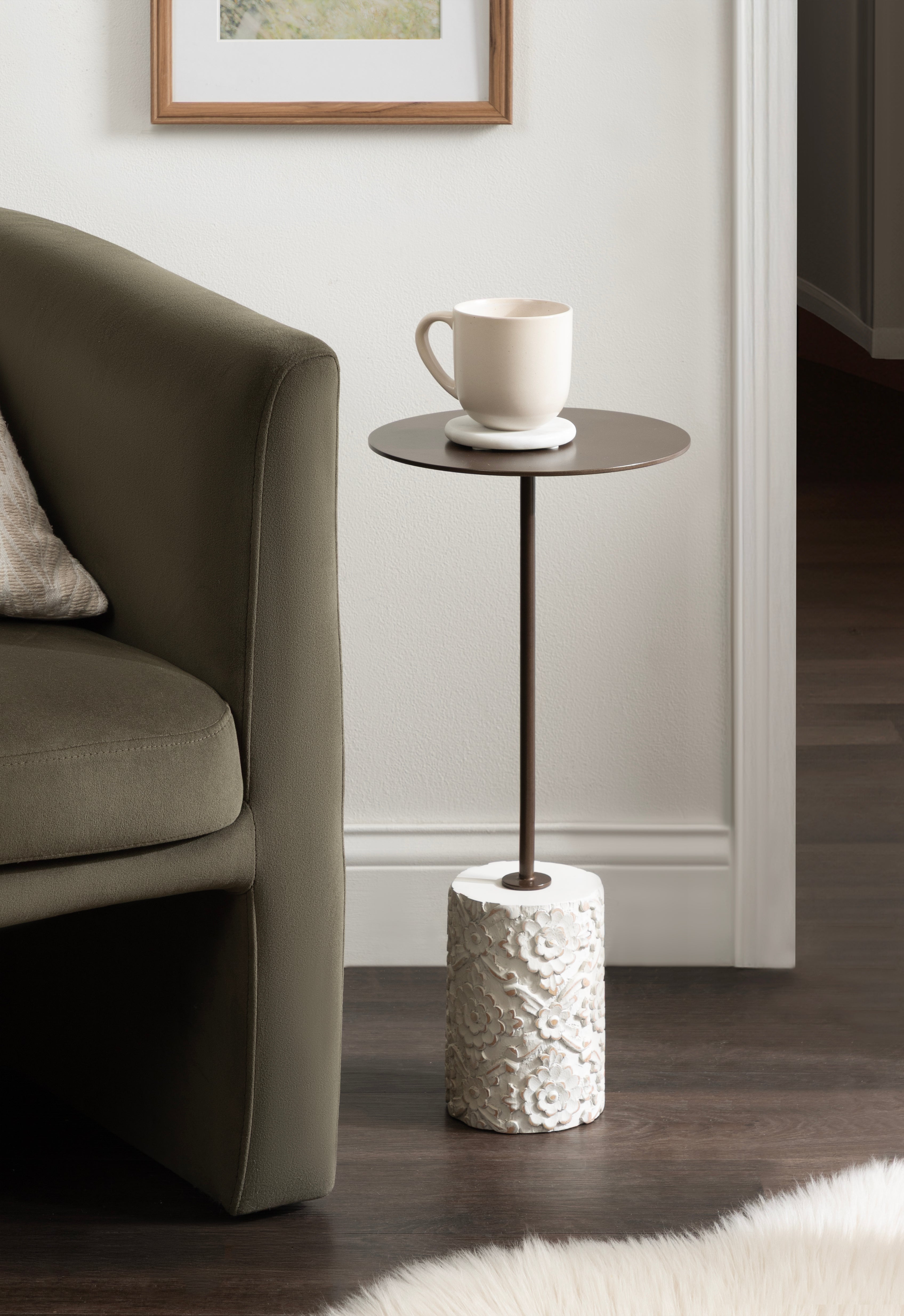 Drink Table 10x10x22 White Bronze 6