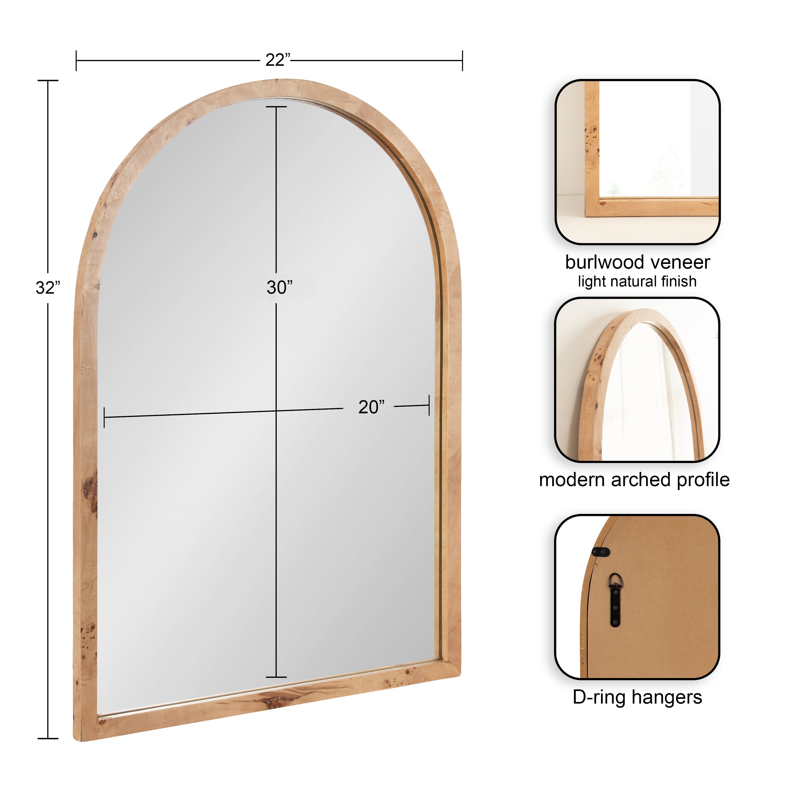 Arch Mirror Natural 22x32 2