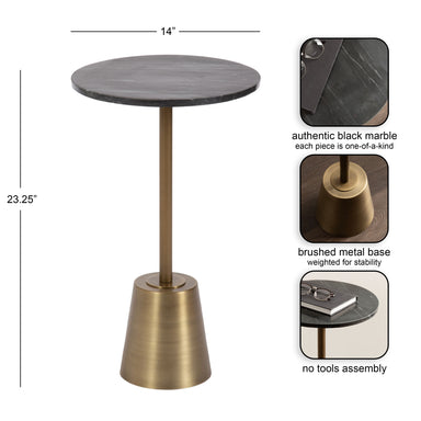 Side Table Black Brass 14x14x24 2
