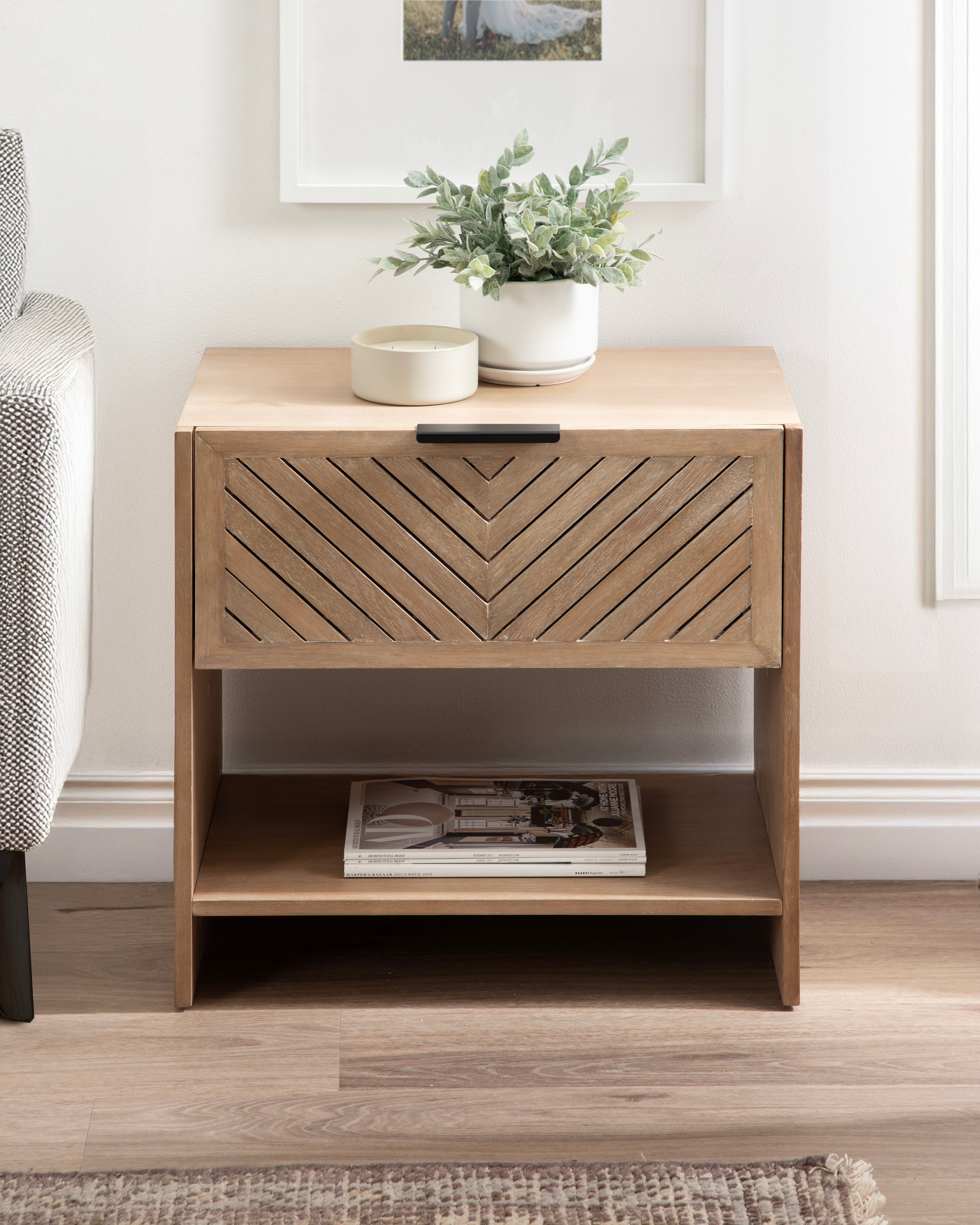 Side Table Natural Beige 22x14x22 8