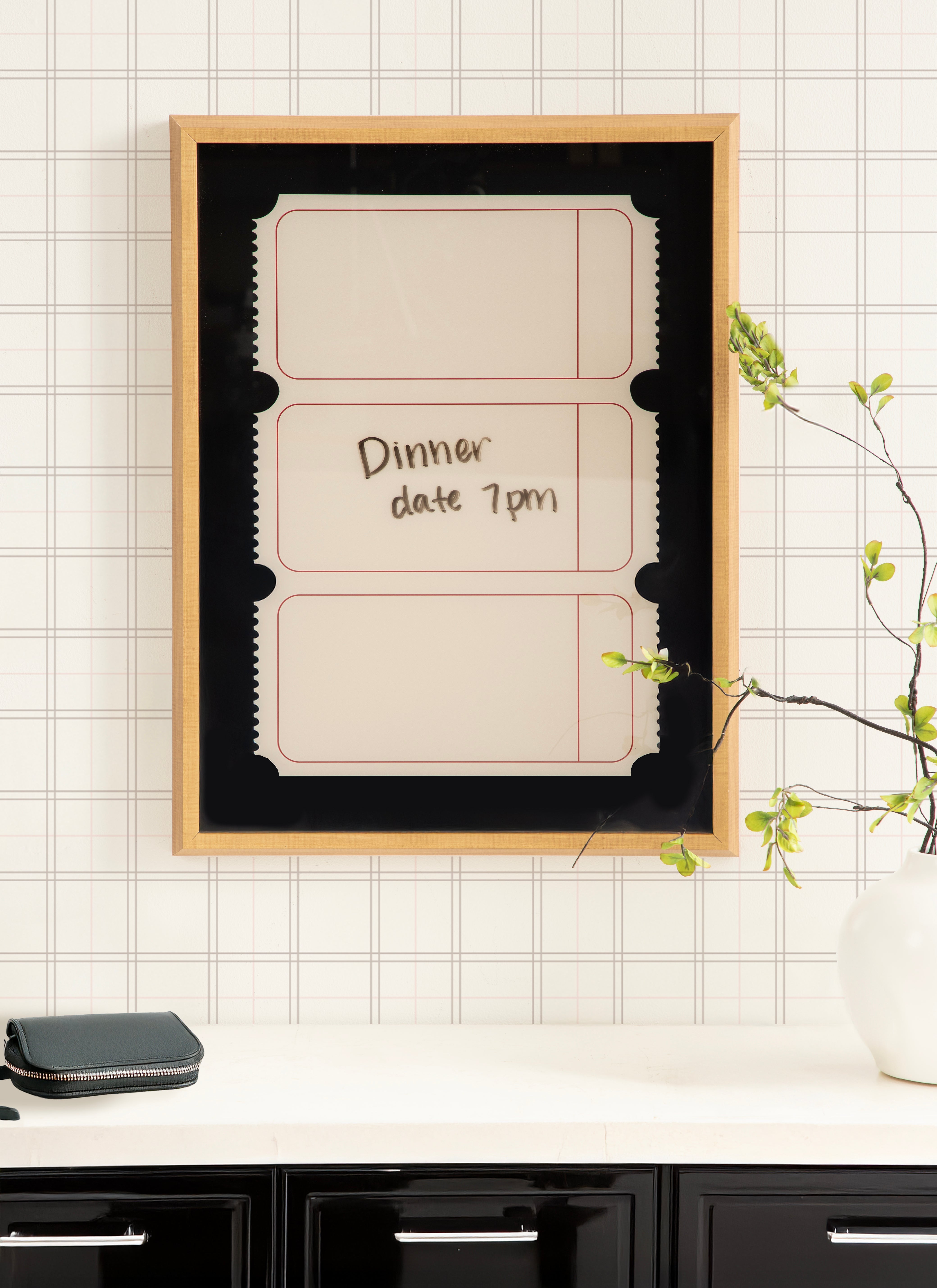 Triple Ticket Dry Erase BPG by The Creative Bunch Studio Framed Glass Dry Erase Wall Art White Board