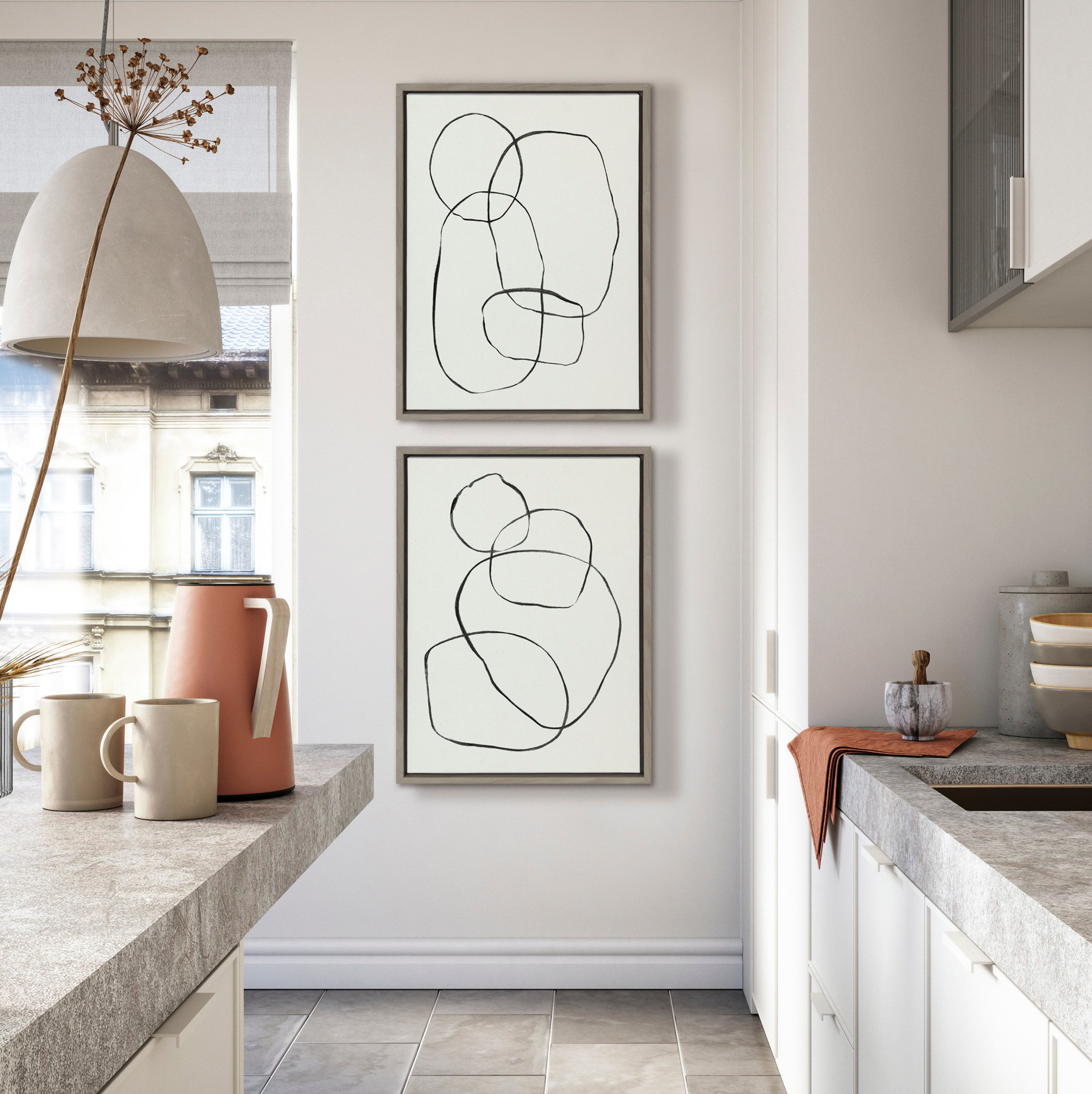 Sylvie Going in Circles Framed Textured Canvas Set by Teju Reval of SnazzyHues