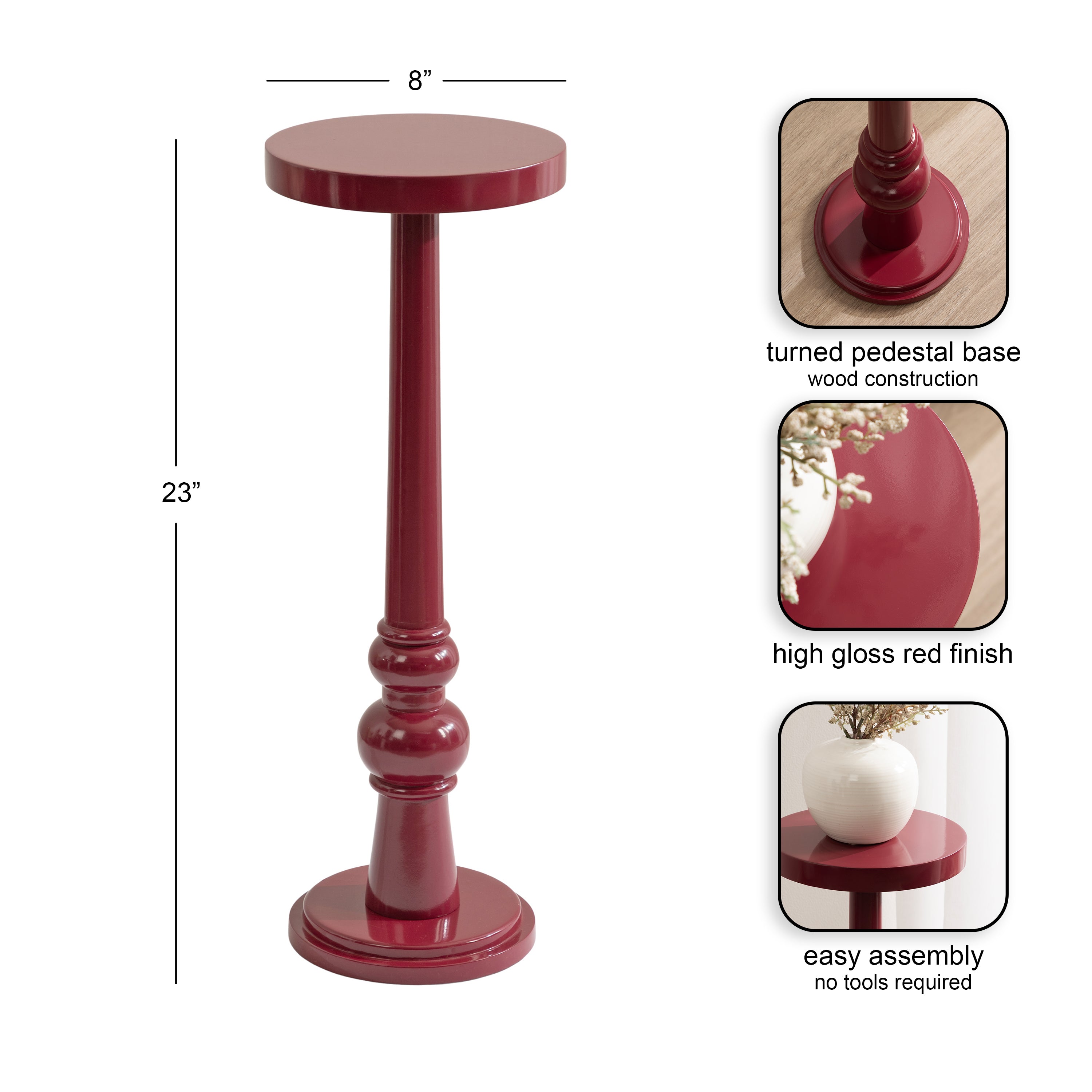 Side Table Red 8x8x23 2