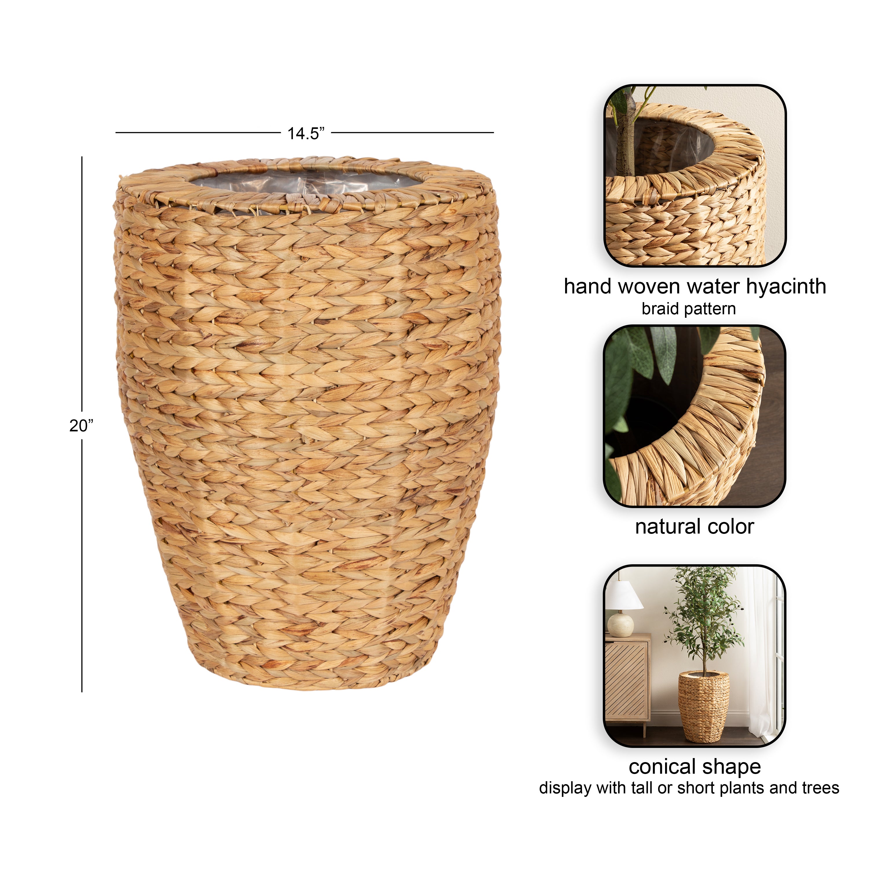 Freestanding Planter 15x15x20 Natural 2