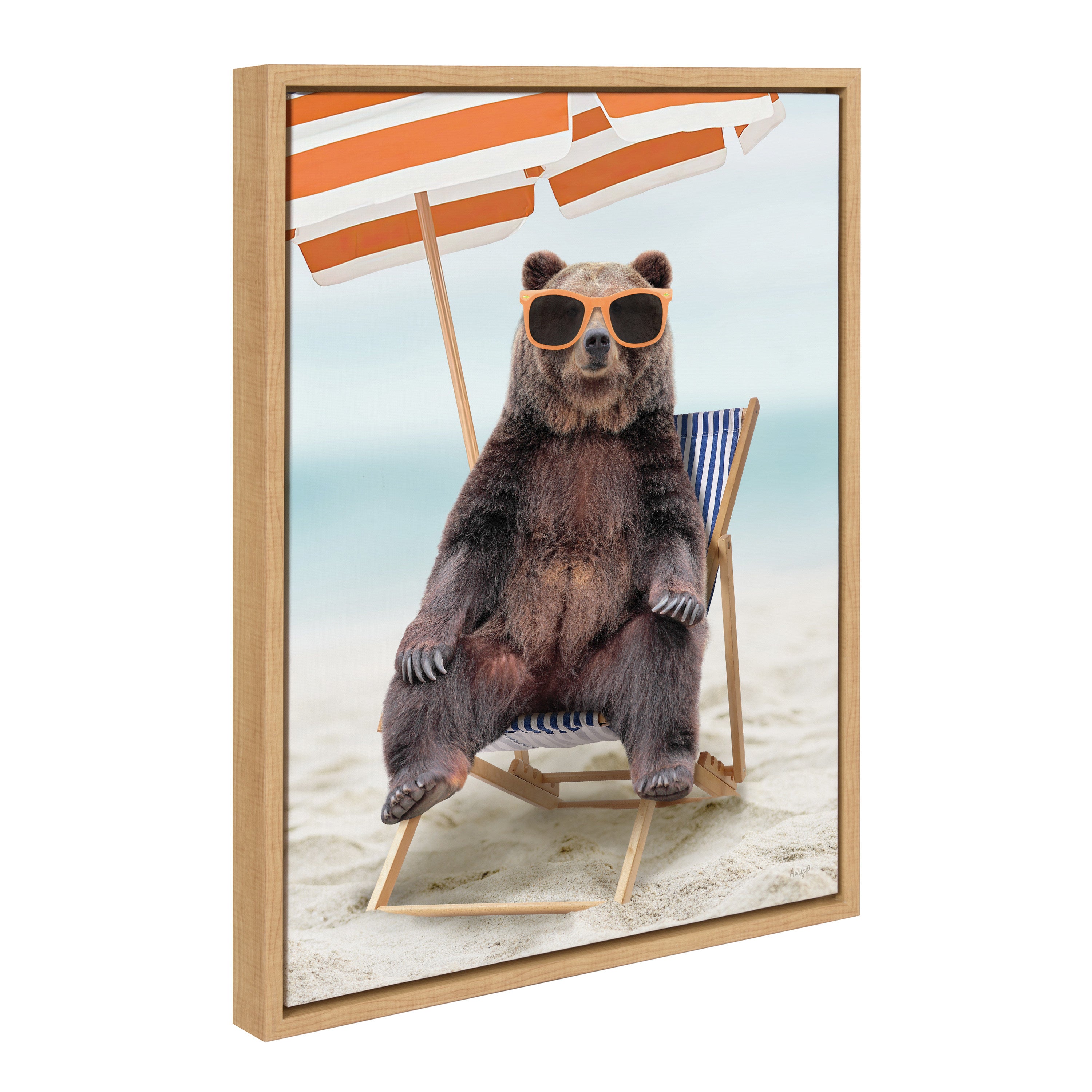 Sylvie Beach Chair Bear Framed Canvas by Amy Peterson Art Studio