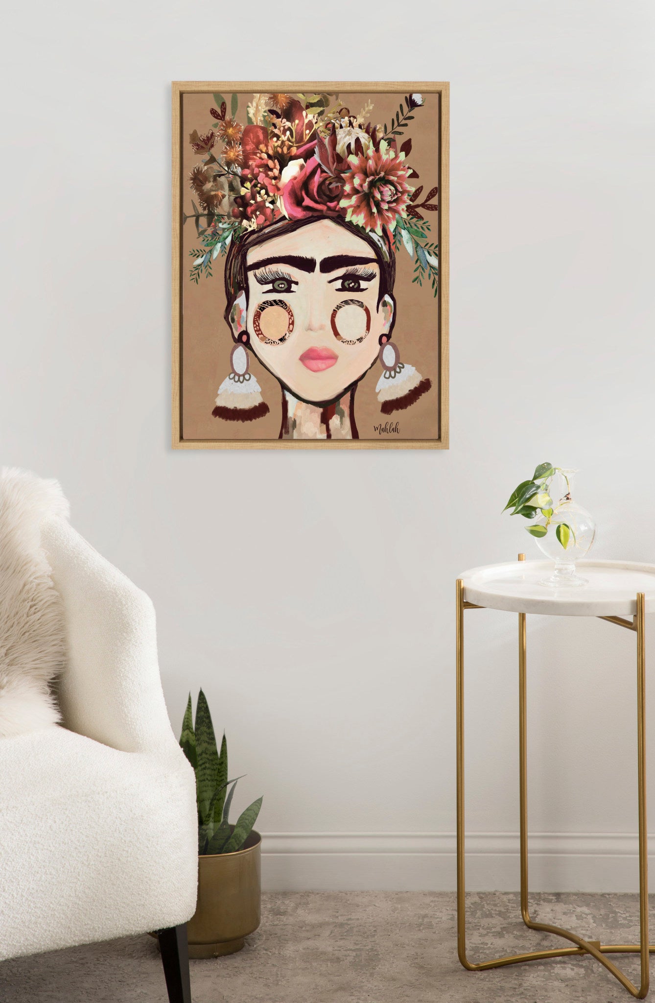 Sylvie Warm Frida Framed Canvas by Inkheart Designs