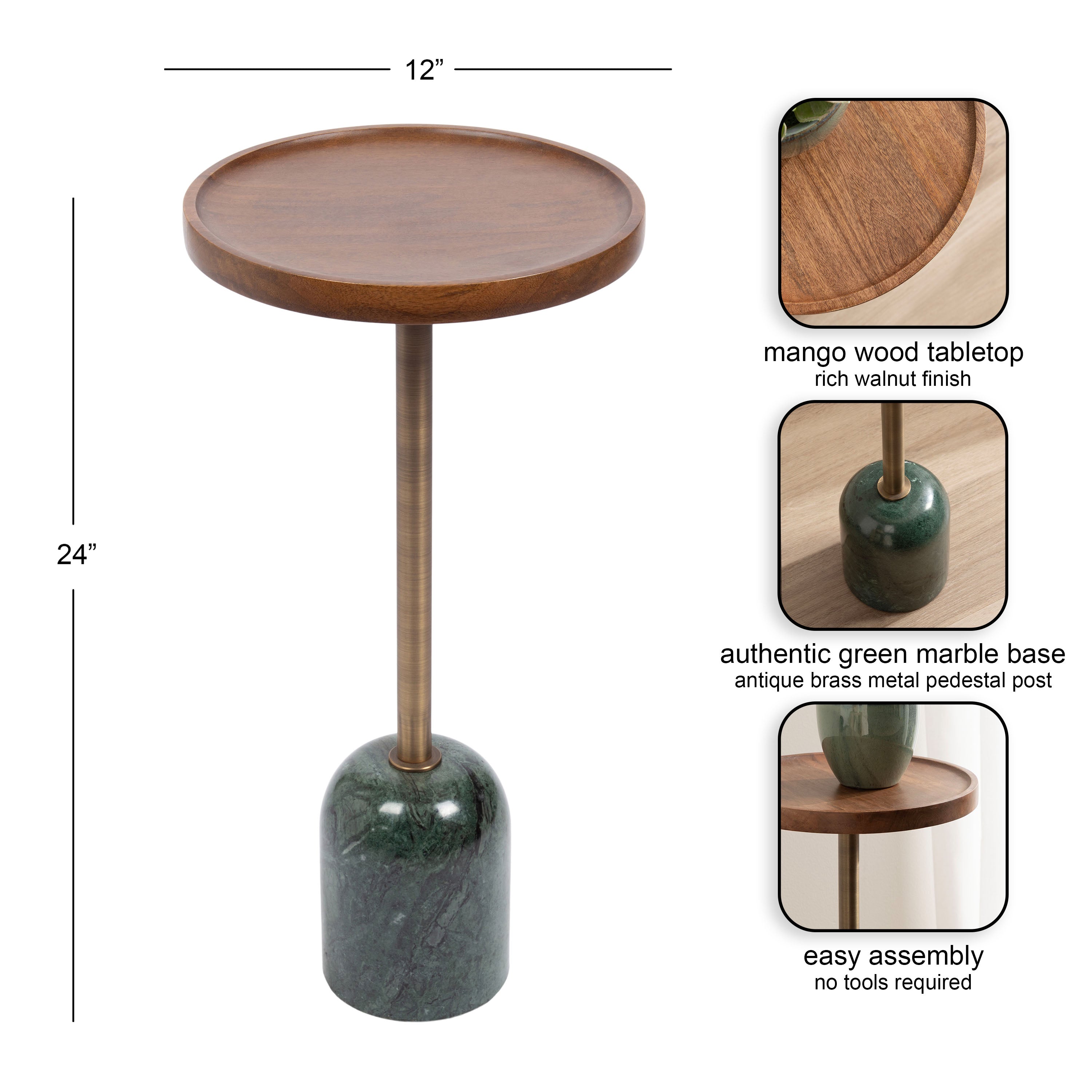 Shorrock Wood and Marble Side Table