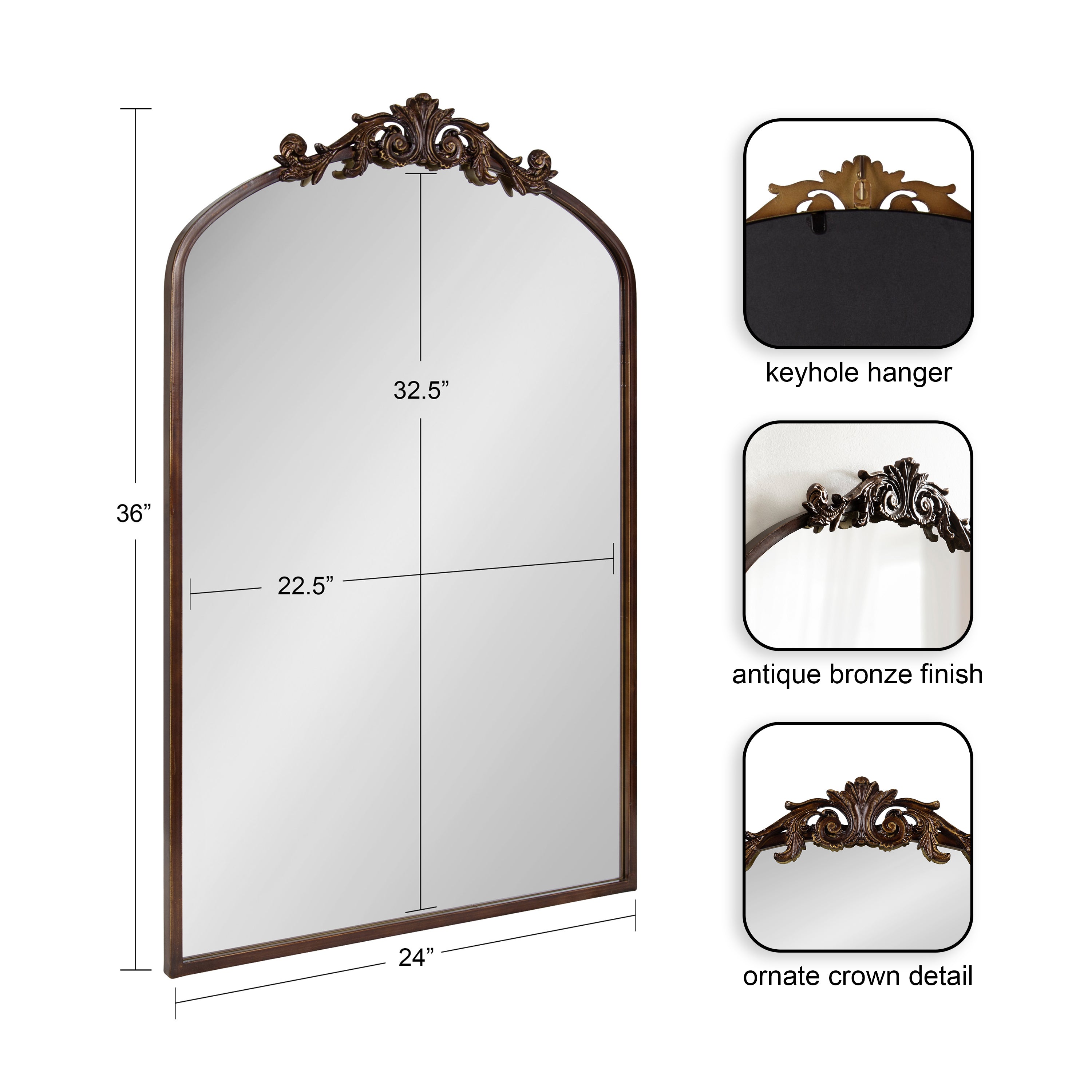 Arch Mirror 24x36 Bronze 2