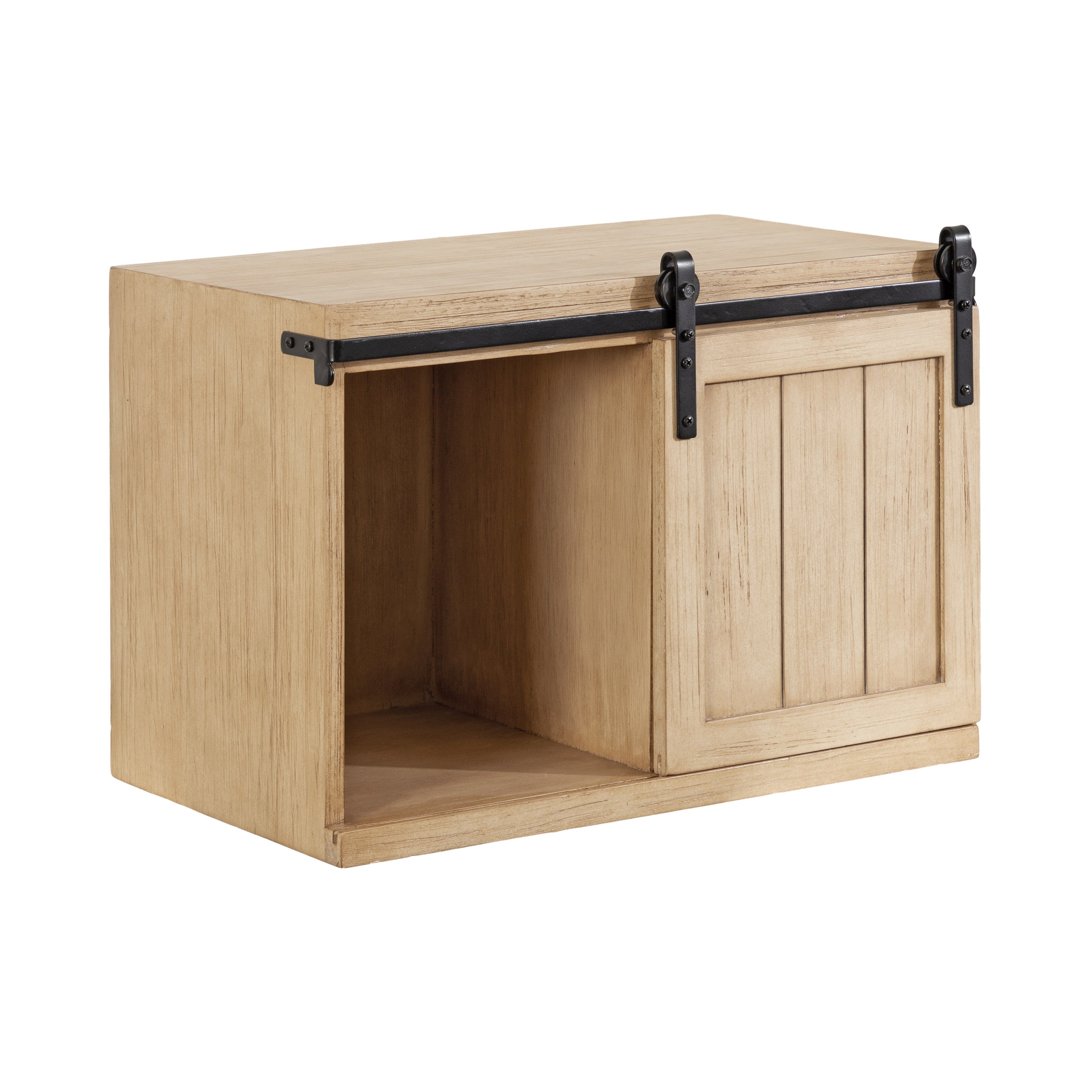 Cates Wood Floating Side Table with Cabinet